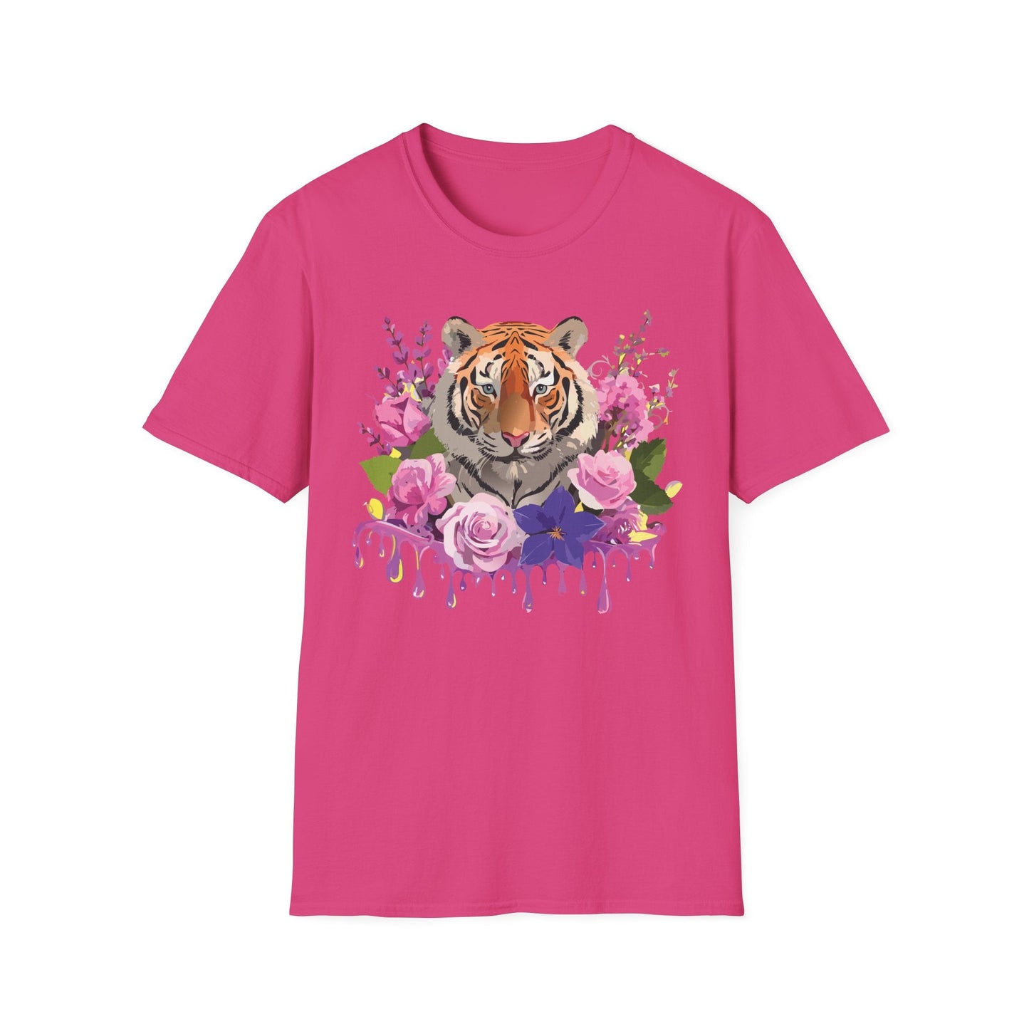 Tiger Print Shirt Unisex Animal Tee Softstyle Gildan 64000 Cotton