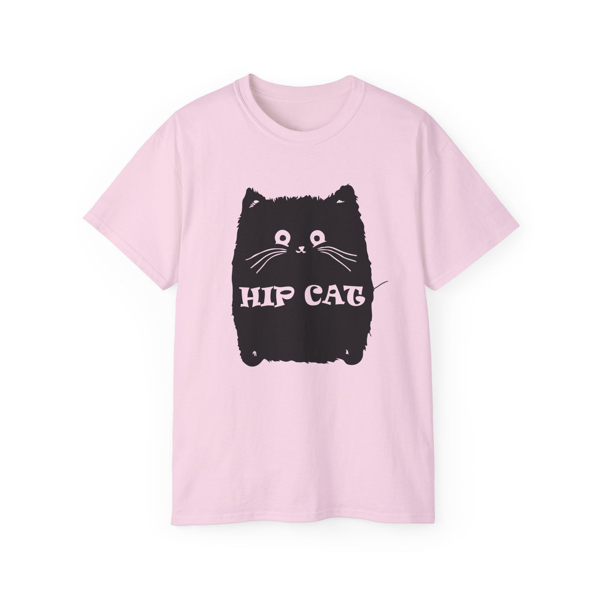 Hip Cat Graphic Tee | Cute Black Cat Illustration, Retro Typography