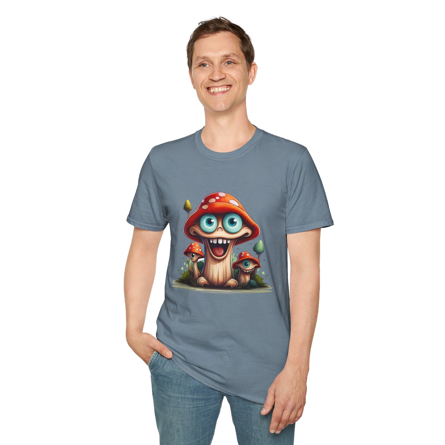 Funny Mashroom Graphic Unisex Softstyle Cotton With Cartoon Illustration Design 18