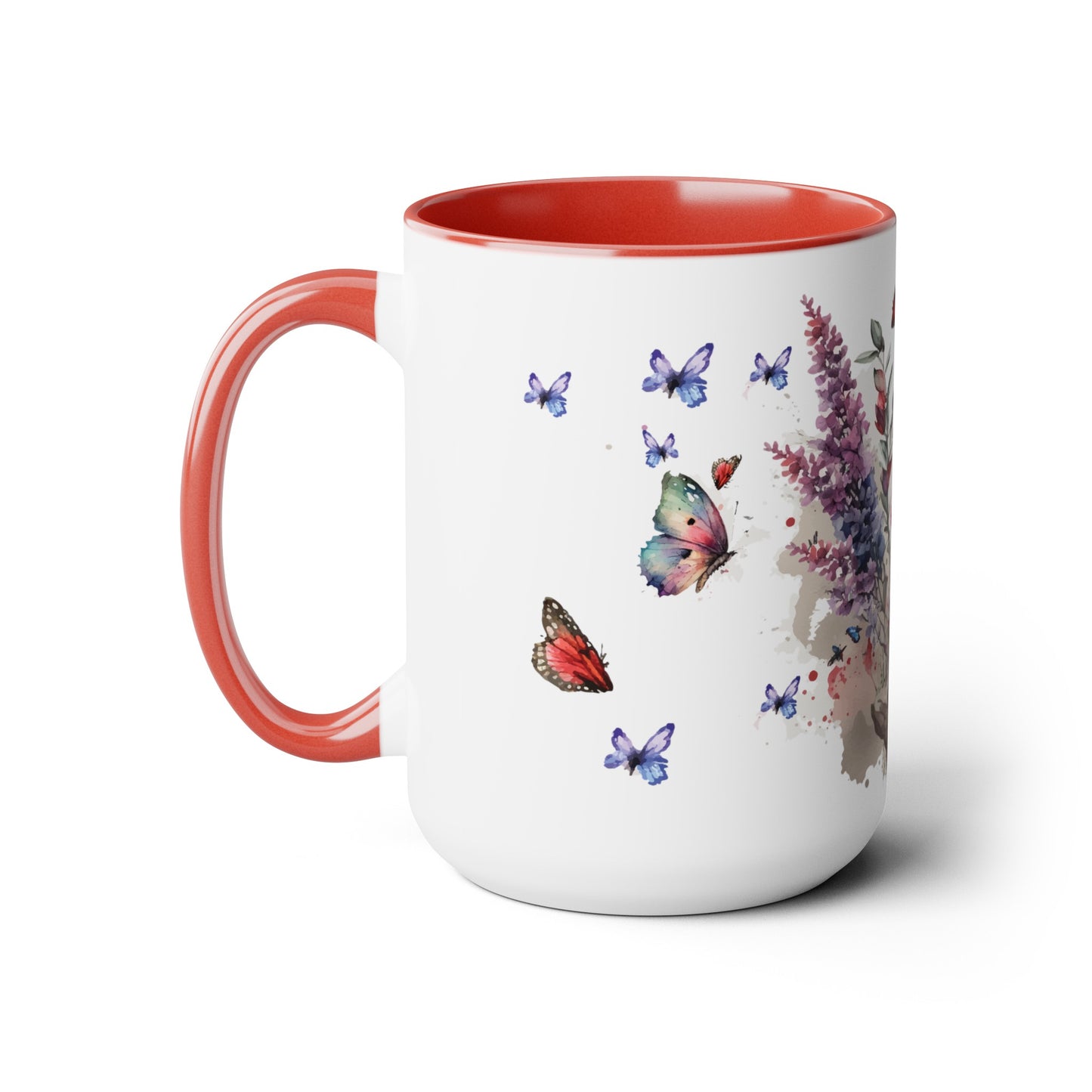 Two-Tone Coffee Mugs with butterfly