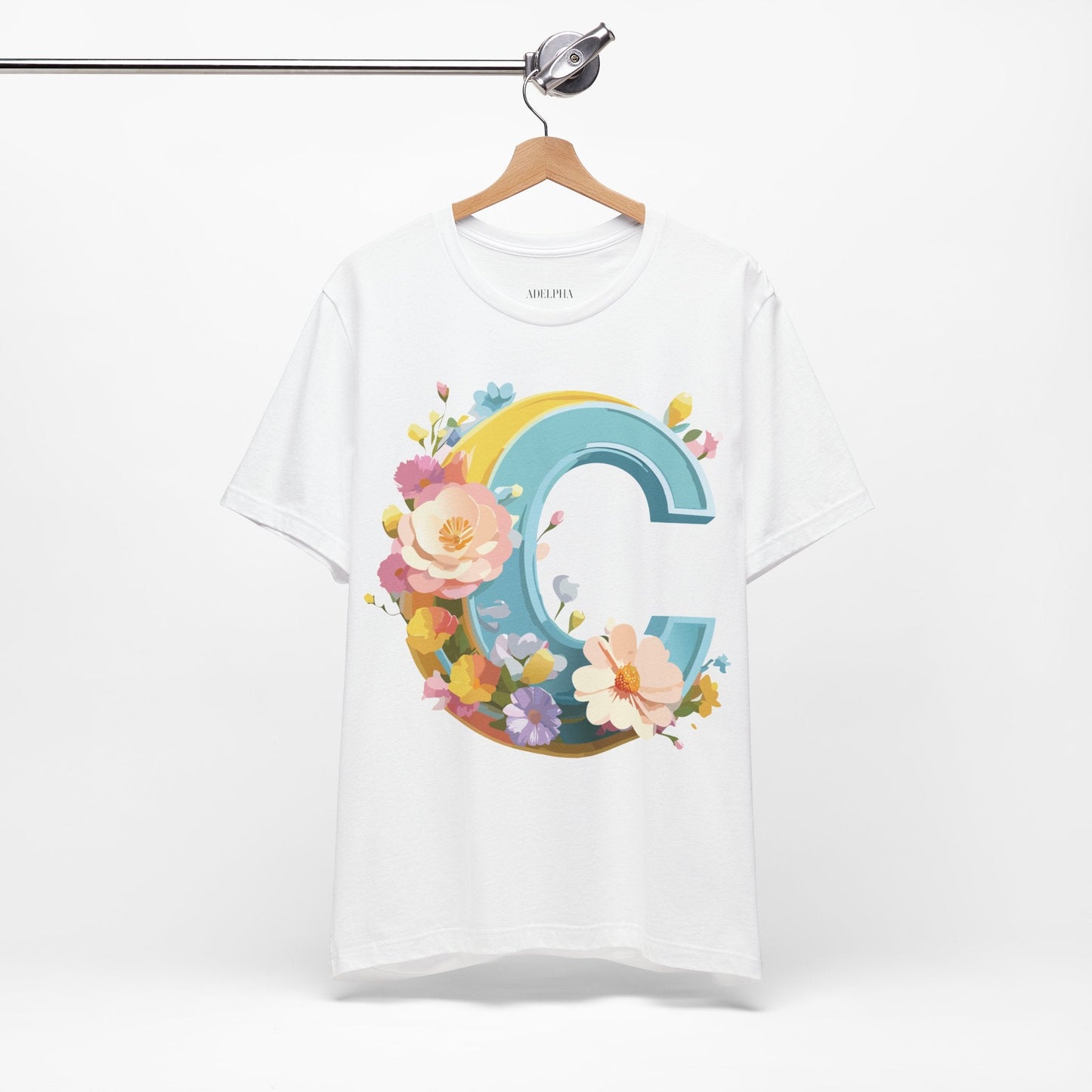 Letter C Shirt Graphic Tee Unisex Vintage Art Design Tee Adelpha Premium Short Sleeve