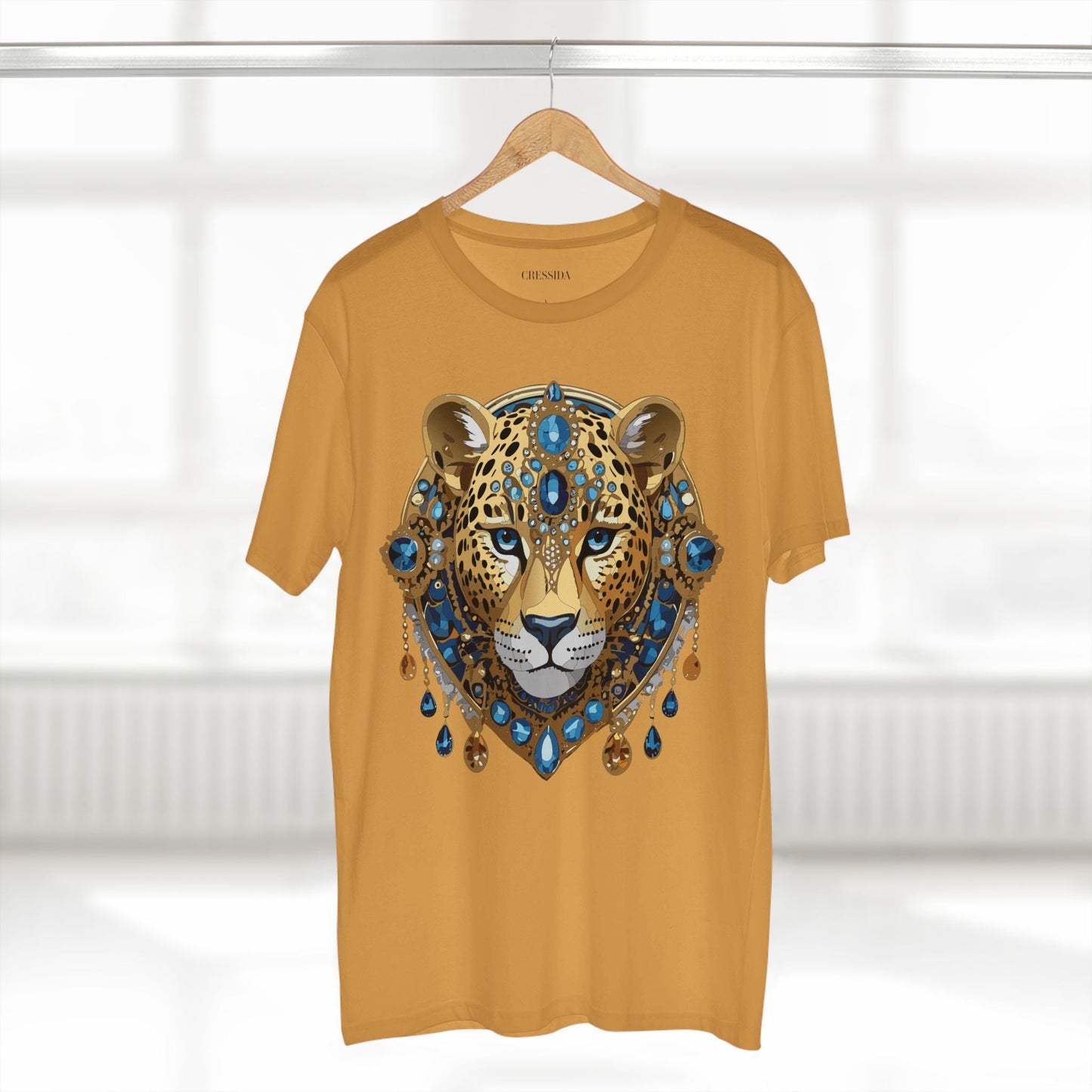 Cheetah Graphic Unisex 100 Cotton Tee With Unique Animal Golden Medallion Art Design 47