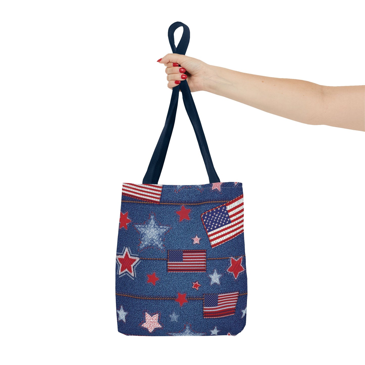 4th of July Graphic Denim Fabric Imitation Print Unisex Canvas Bag Poly Spun 3 Sizes Tote Bag 200-10