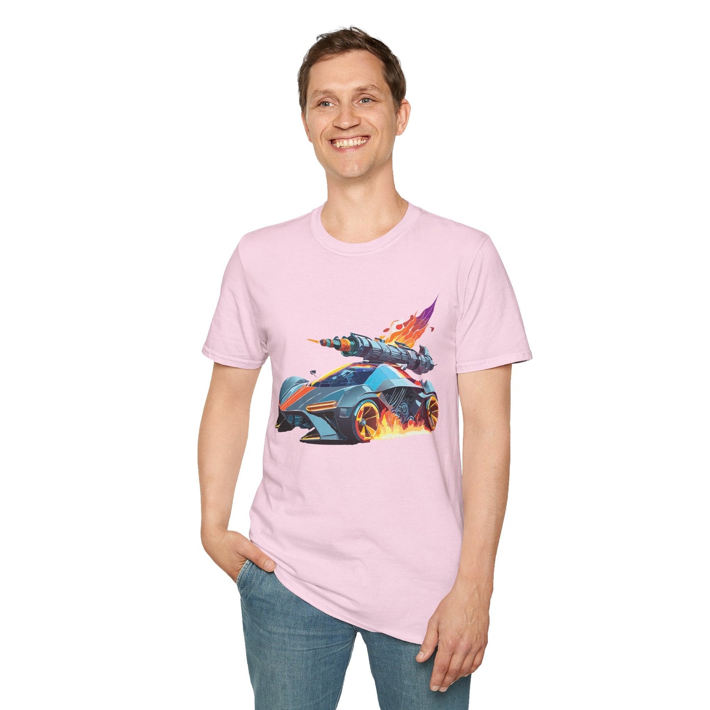Car Graphic Unisex Cotto Softstyle Art Design with Hot Wheels Artwork Tee 5