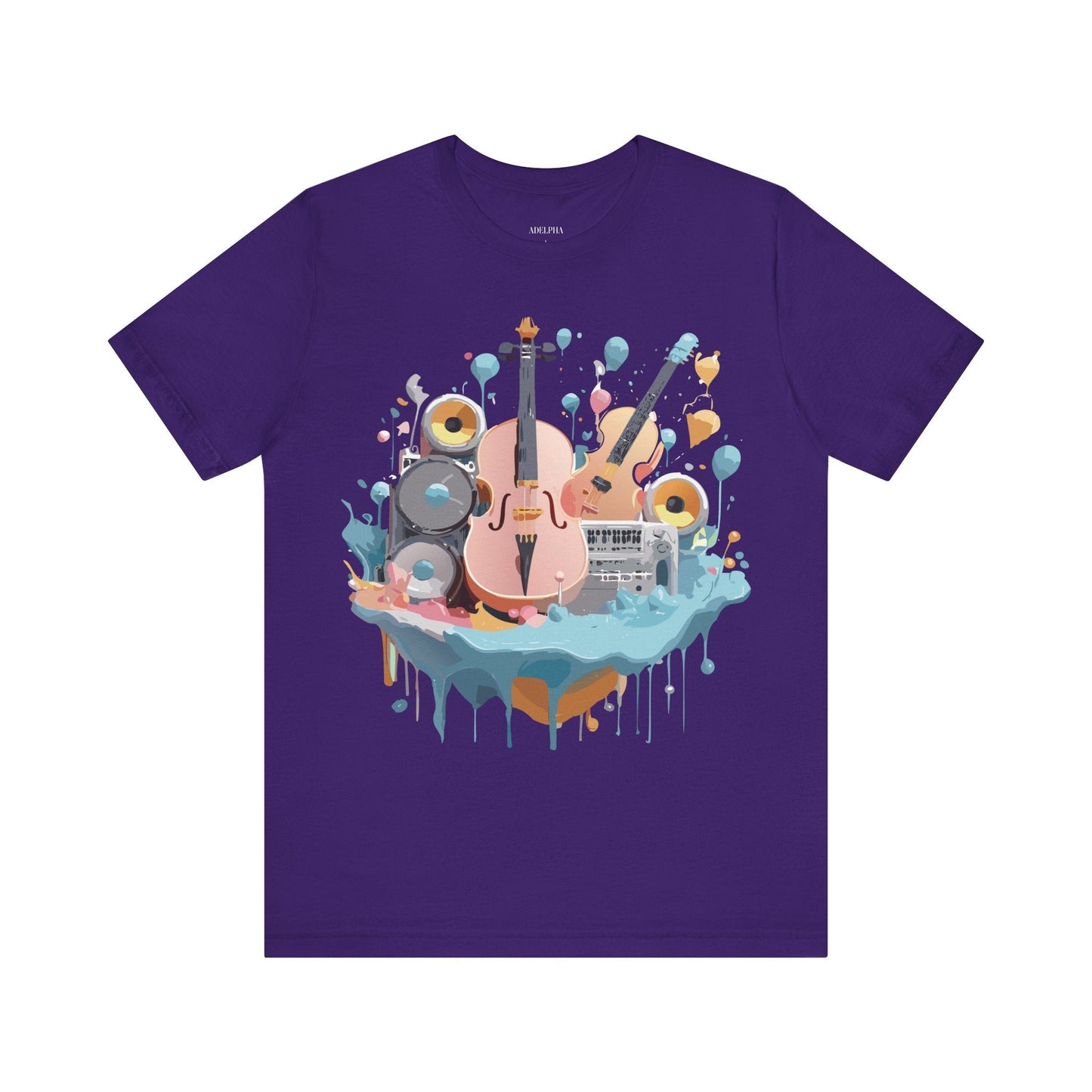 Music Graphic Unisex 100 Cotton Vintage Art with Musical Elements Tee 90