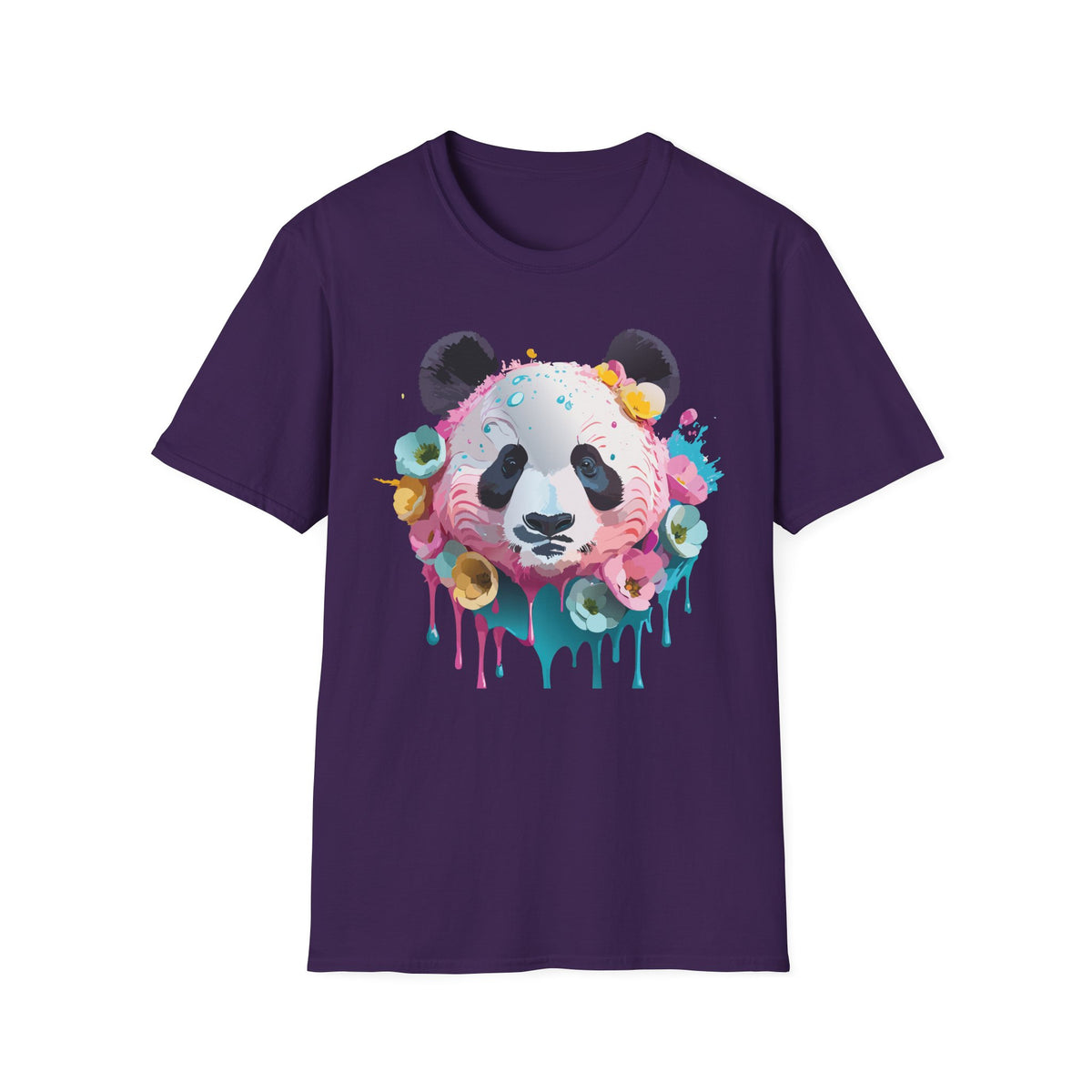 Watercolor Floral Panda T-Shirt | Colorful Drip Panda Tee