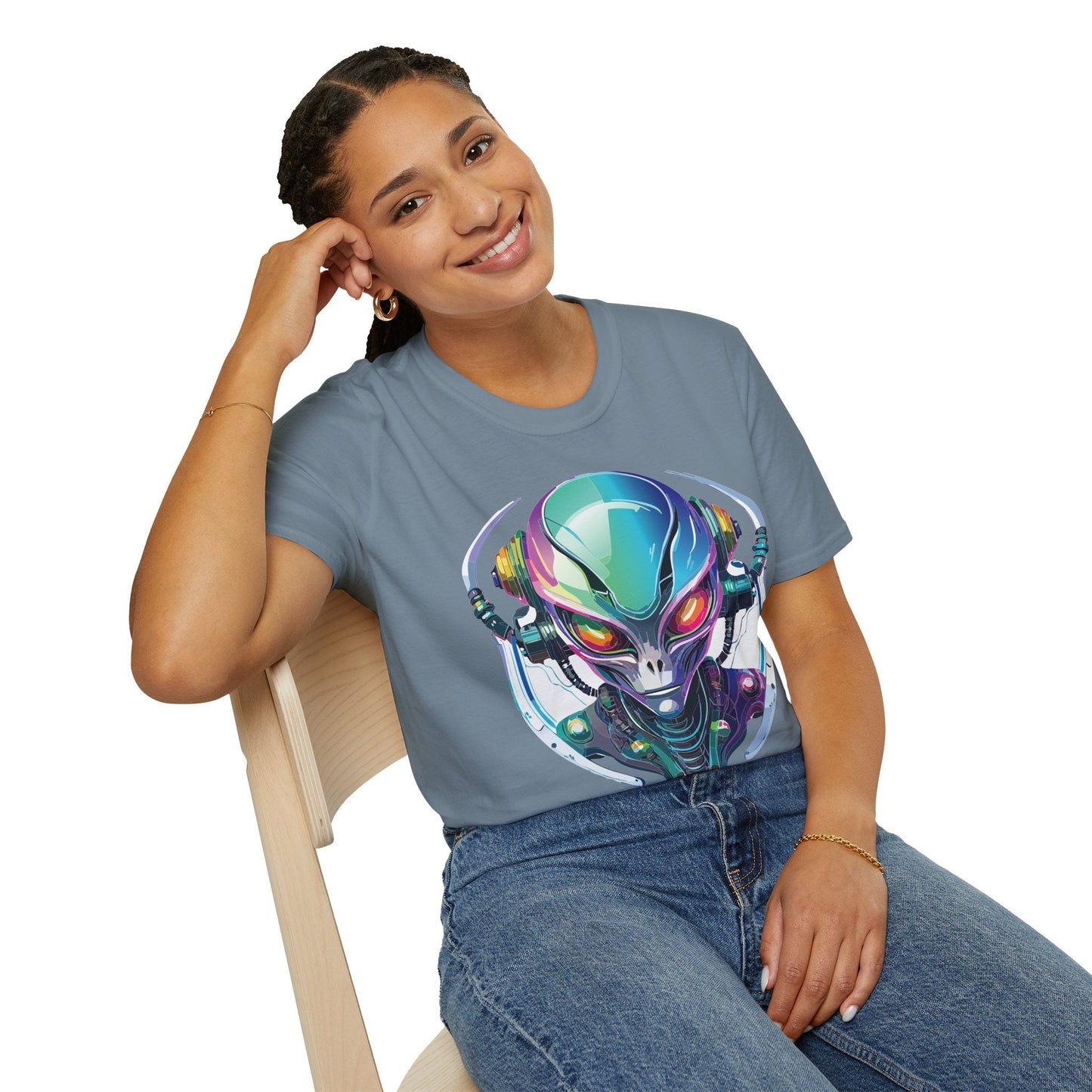 Alien Graphic Unisex Cotton Softstyle UFO Artwork Tee 3