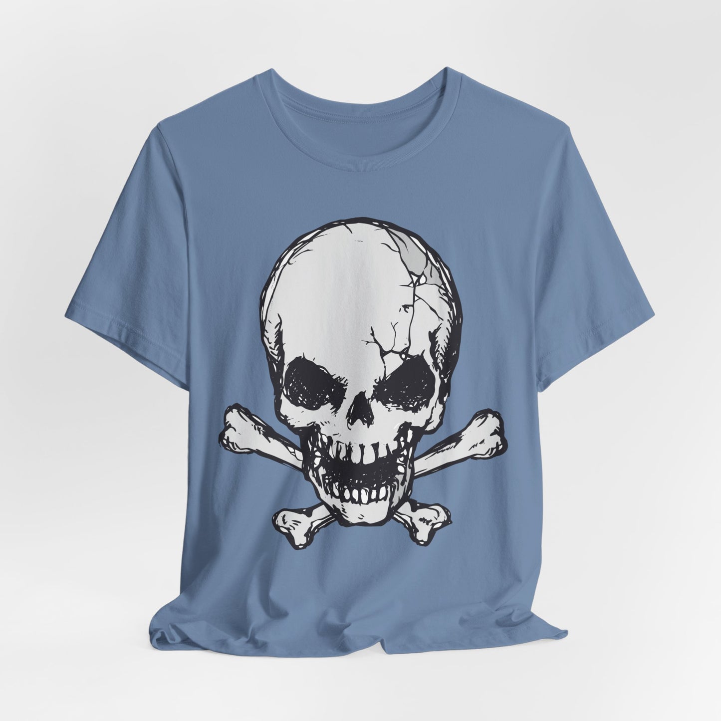 Grey Skull Graphic Design Tee, Skull Shirt, Vintage Tees, Art Design T-Shirt, Vintage Graphic Tee, Art Shirts with Skulls