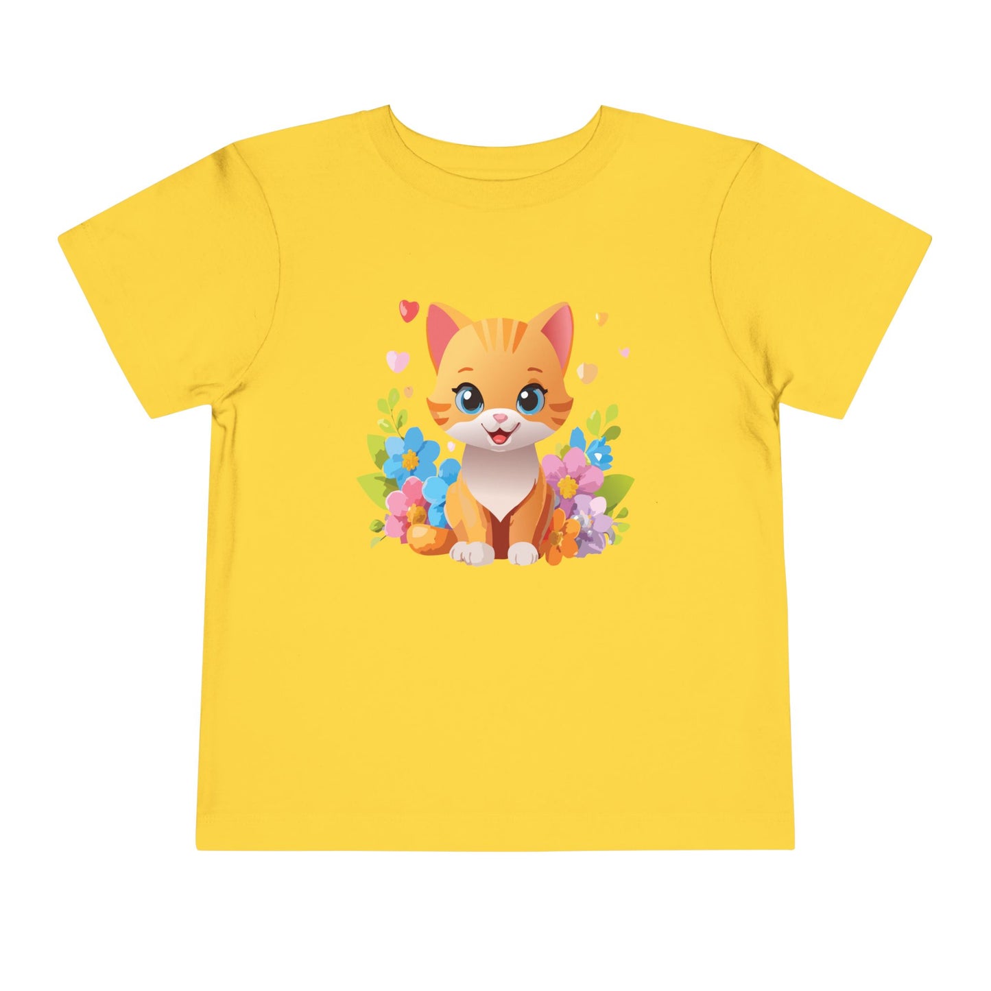 Bonita camiseta de manga corta para niños pequeños con gato: adorable camiseta con gráfico de gatito para niños (2 a 5 años)