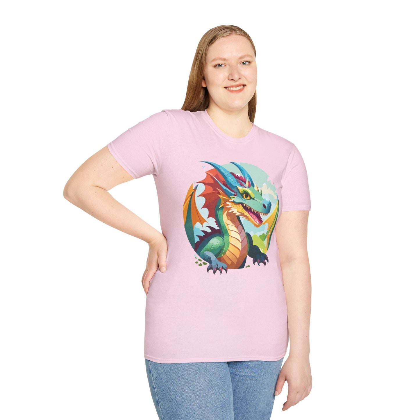 Dragon Graphic Unisex Cotton Softstyle Art Design Tee With Animals 19