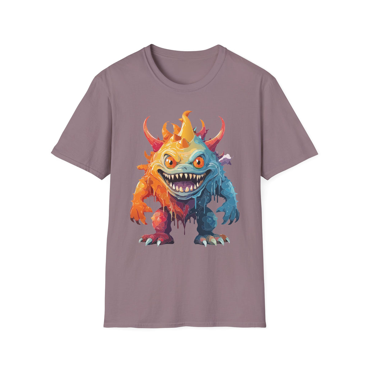 Colorful Monster T-Shirt — Vibrant Rainbow Creature Cartoon Graphic Tee Unisex 100 Cotton Gildan T-Shirt