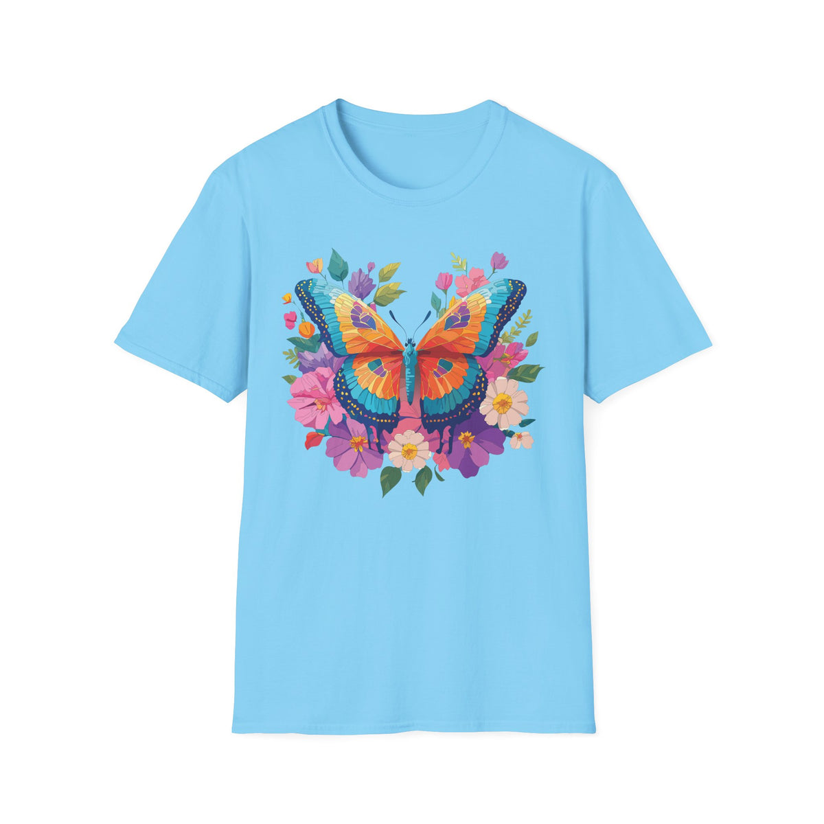 Colorful Butterfly Floral Tee | Vibrant Monarch Butterfly Graphic Tee Unisex 100 Cotton Gildan T-Shirt