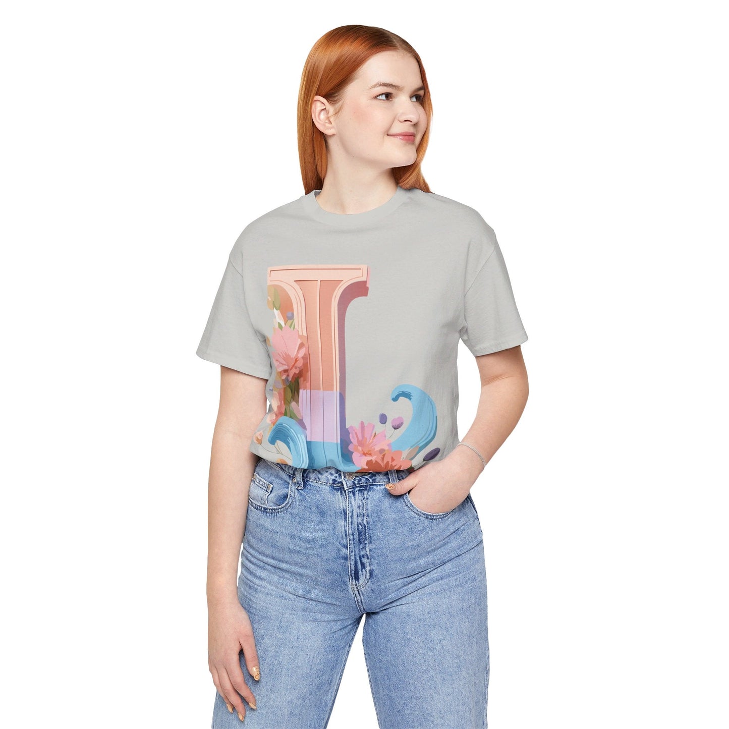 Letter L Shirt Unisex Graphic Tee Vintage Inspired Artwork By Adelpha For Everyday Style