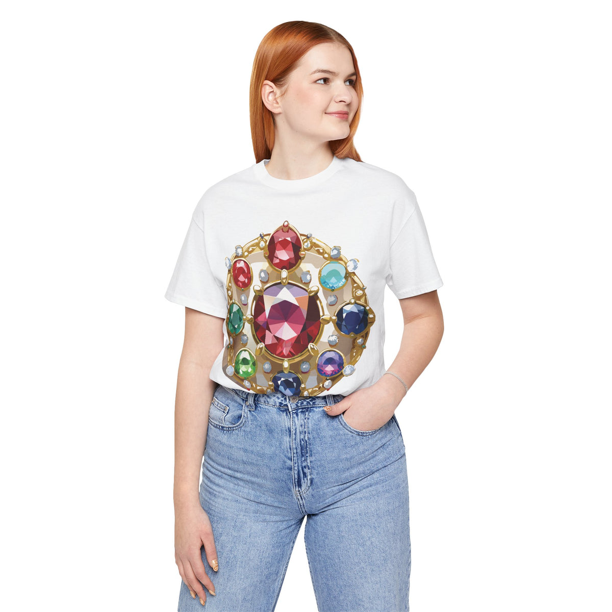 Jewelry Graphic Unisex Cotton Bella+Canvas Tee with Gemstones Art Design m34