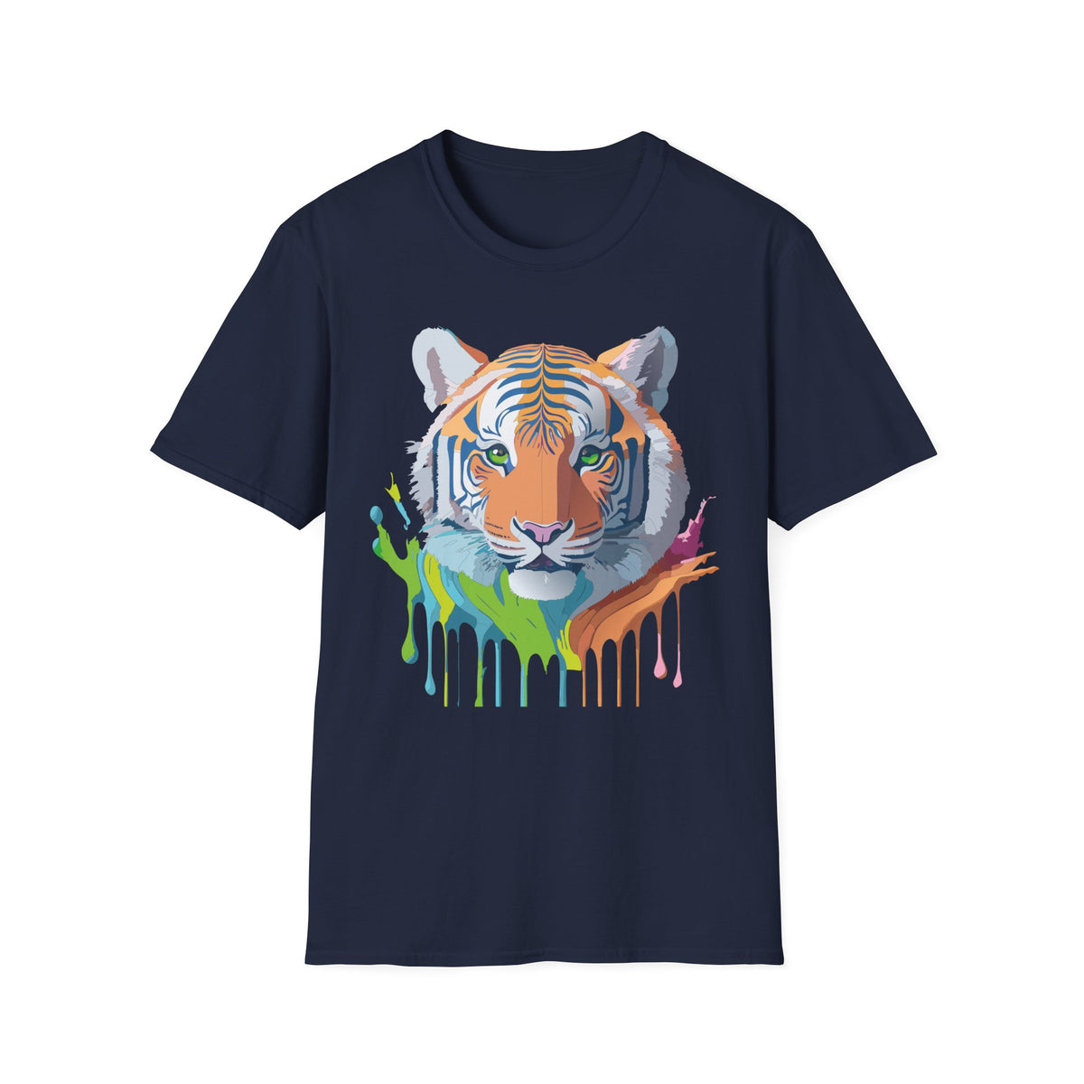 Colorful Tiger Head T-Shirt | Watercolor Drip Animal Shirt