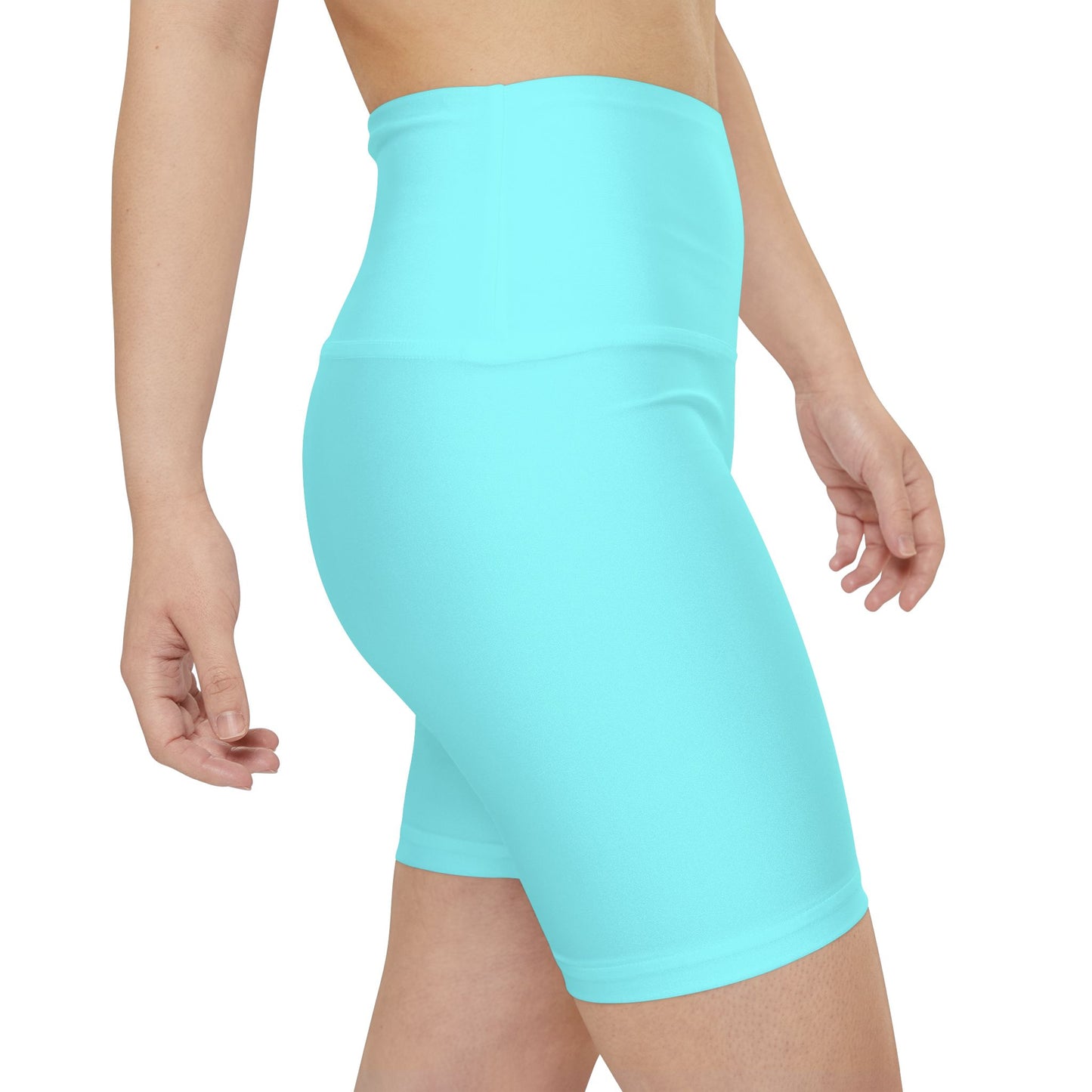 Pale Cyan Women's Workout Shorts — Solid High-Waist Biker Shorts for Exercise & Everyday Wear
