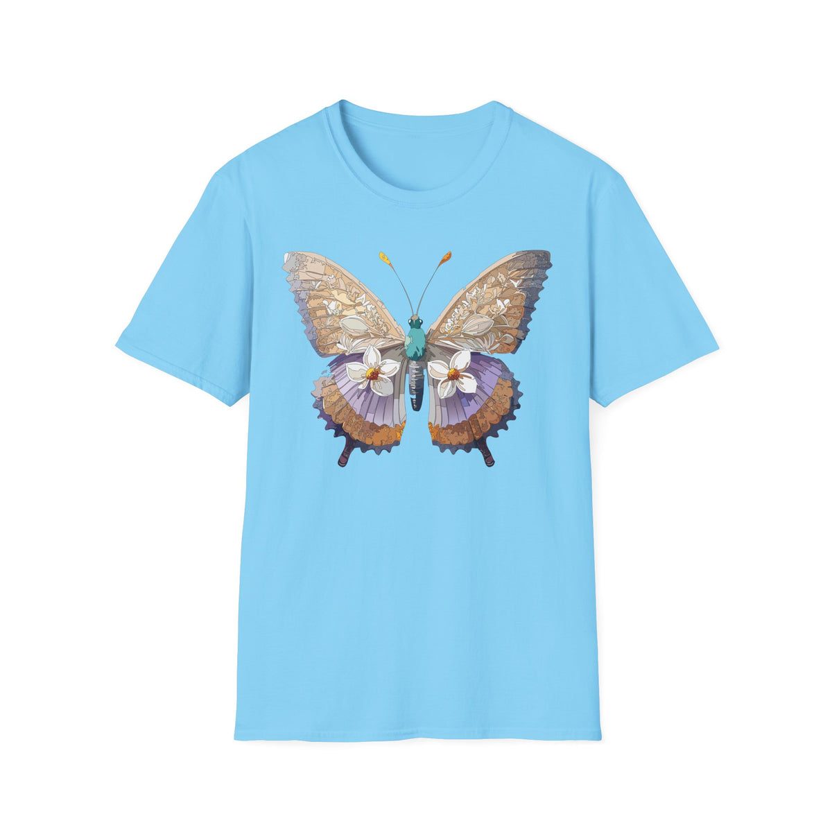 Butterfly Floral Tee — Delicate Botanical Butterfly Graphic Design Unisex 100 Cotton Gildan T-Shirt