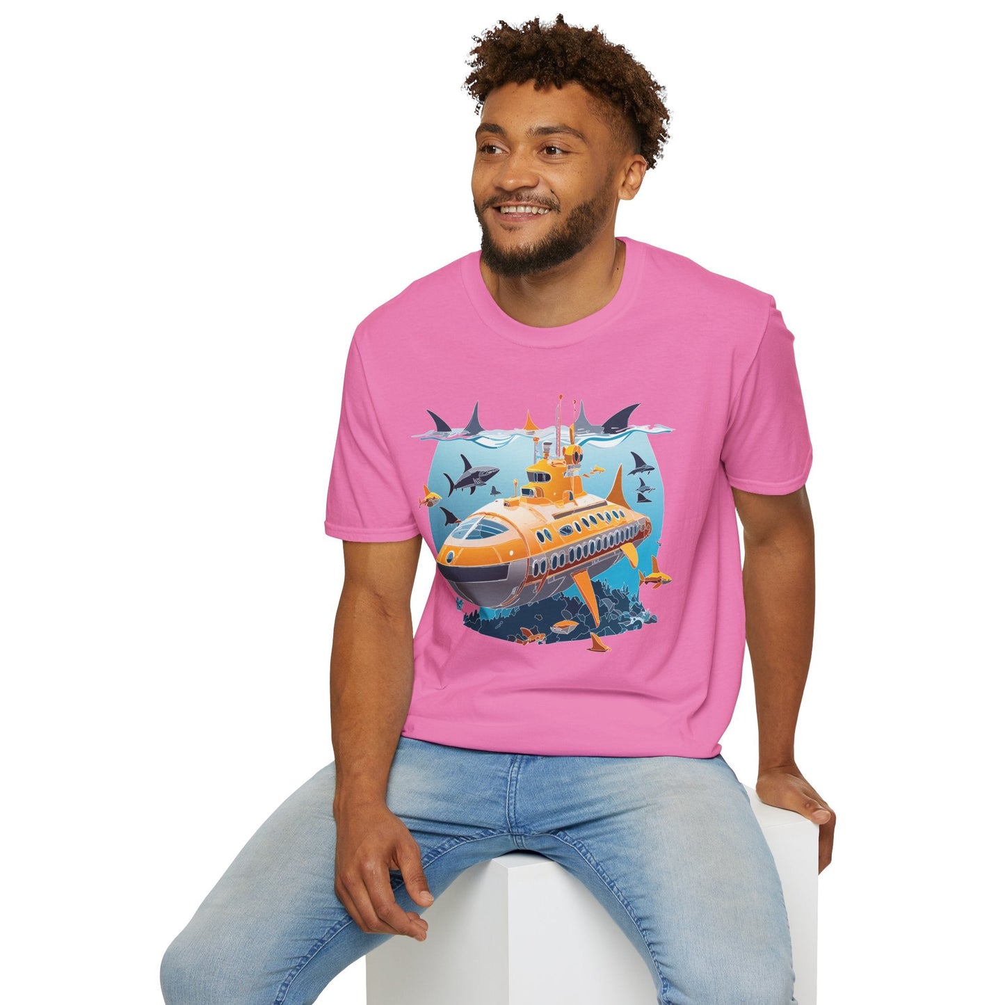 Ocean Themed Unisex Gildan Softstyle 64000 Short Sleeve T Shirt With Ocean Art Design