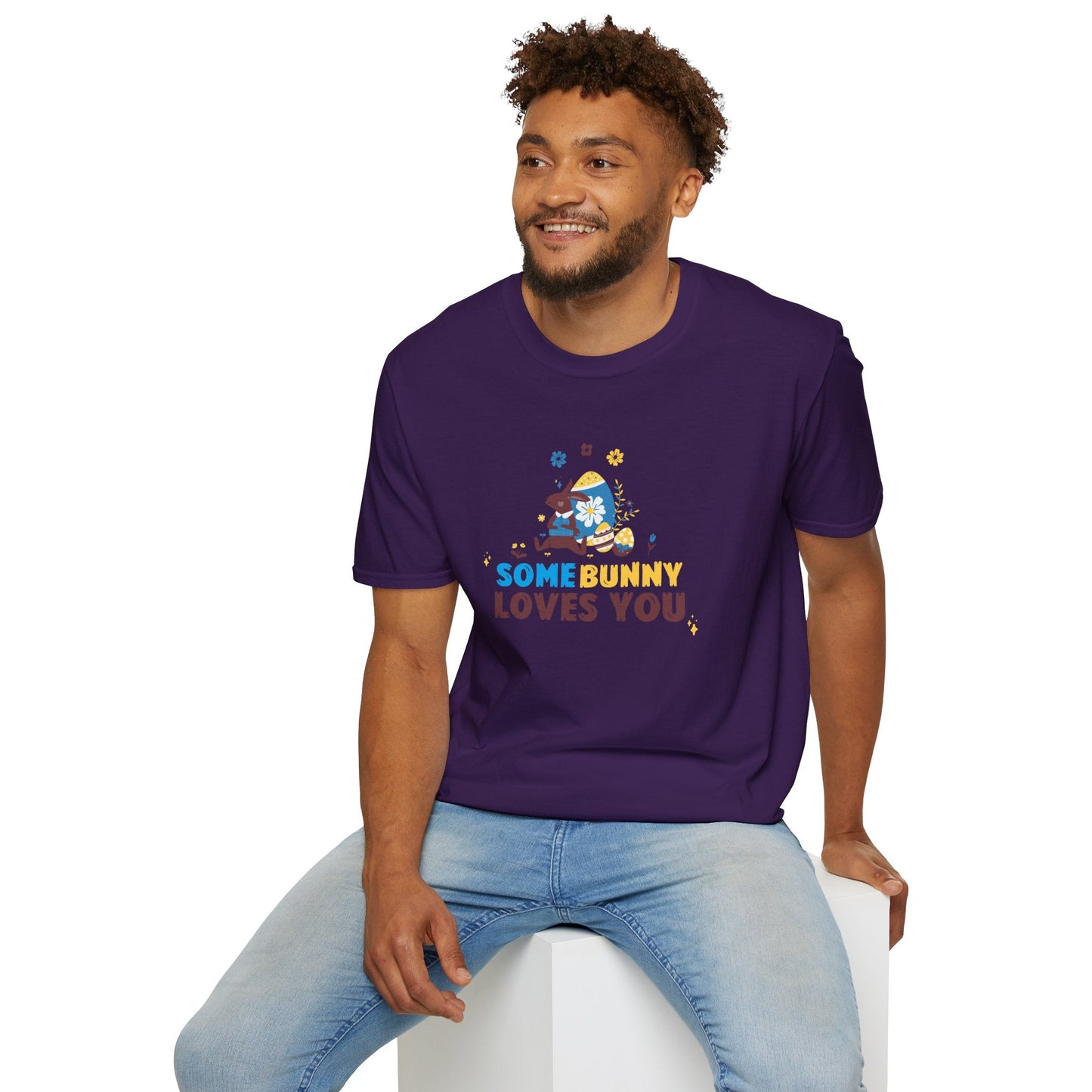 Easter Bunny T Shirt Unisex Gildan Softstyle 64000 Art Design With Easter Prints