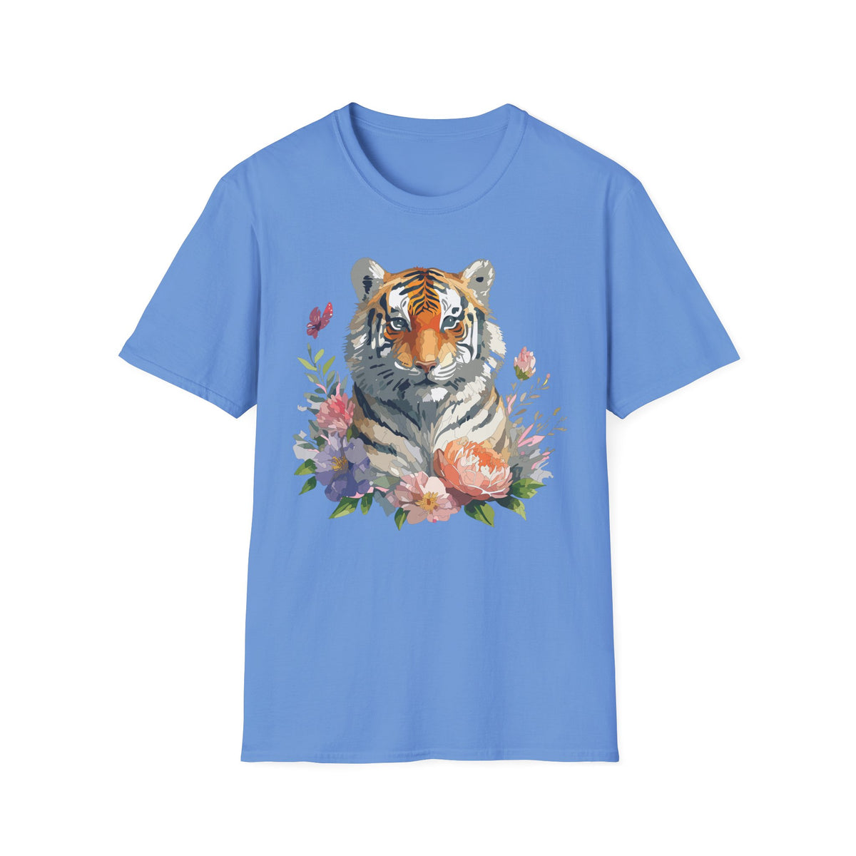 Watercolor Tiger Floral T-Shirt | Tiger Portrait Tee