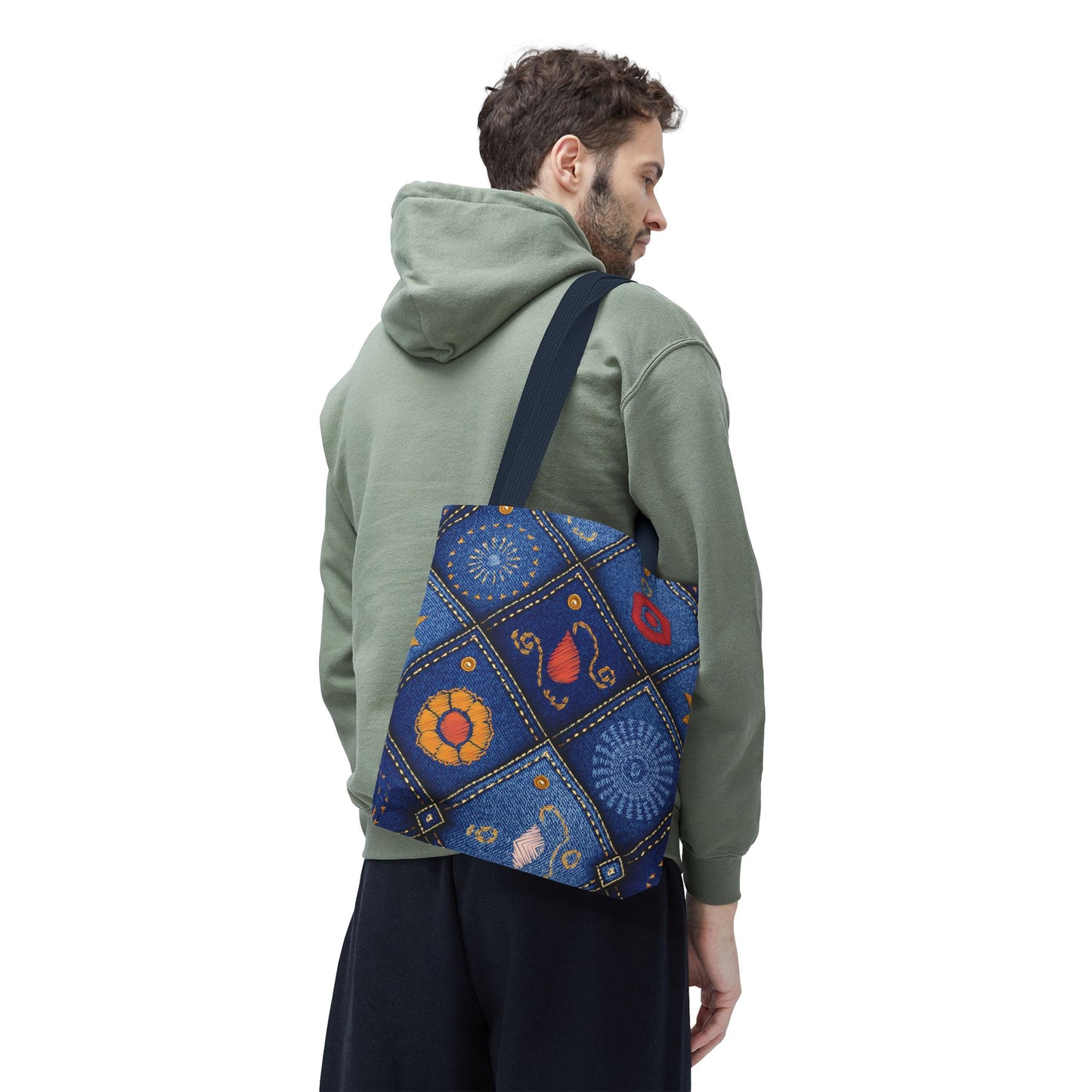 Diwali Graphic Denim Fabric Imitation Print Unisex Canvas Bag Poly Spun 3 Sizes Tote Bag 205-4