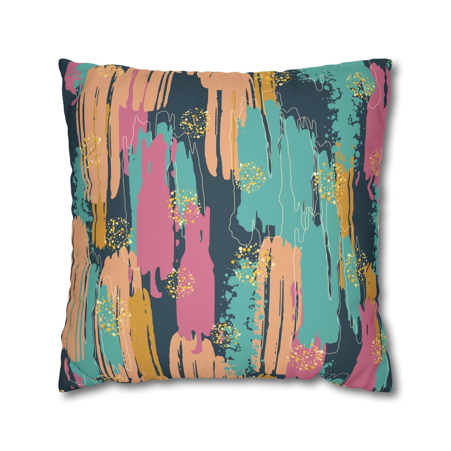 Faux Suede Pillowcase with Abstract print