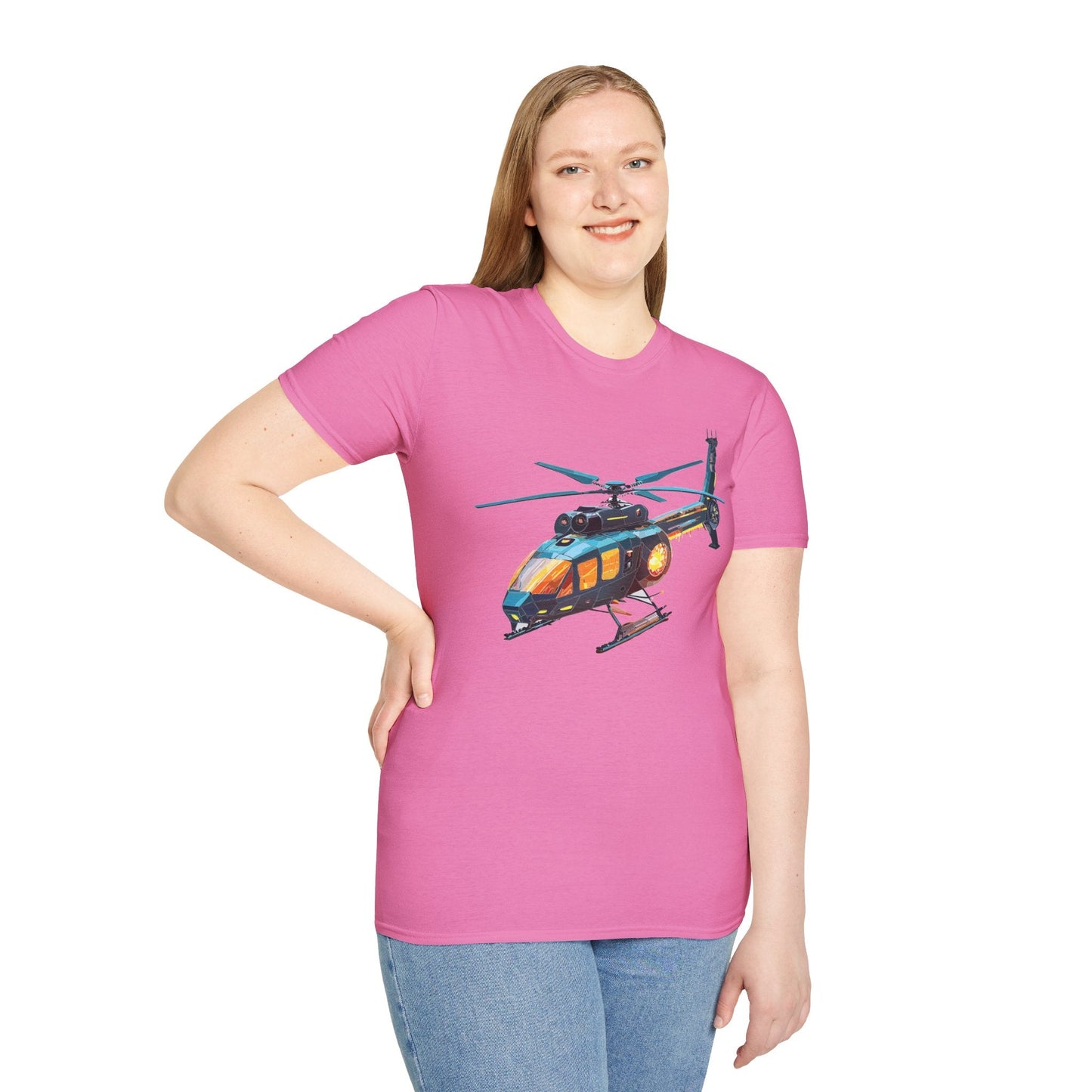 Chopper Helicopter Shirt Unisex Gildan Softstyle 64000 Cotton Tee Short Sleeve Graphic Tee
