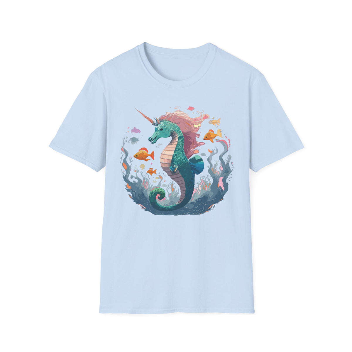 Sea Unicorn Seahorse Illustration T-Shirt | Mermaid Ocean Fantasy