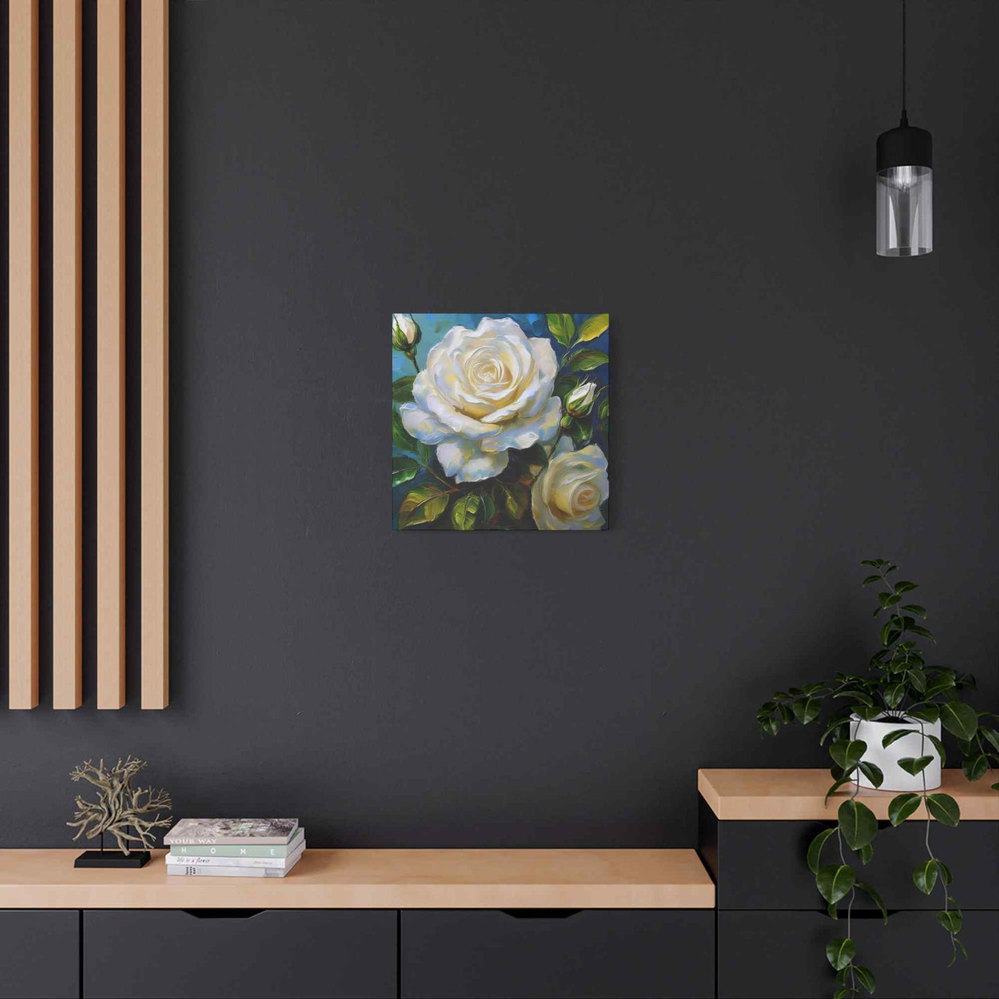 White Roses Print Canvas, Roses Oil Paint Print 20x20, 24x24, 30x30, 32x32, 36x36, Floral Art Design Print Non-Frame MC-19