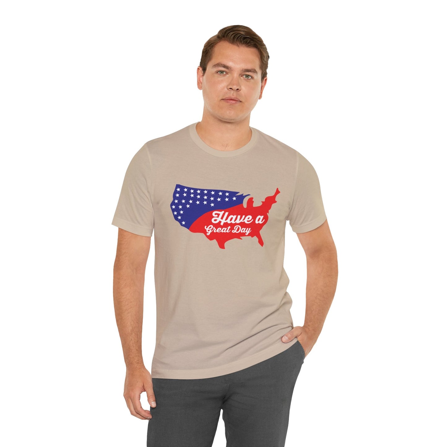 USA Map Patriotic Graphic Unisex Cotton T-Shirt 021
