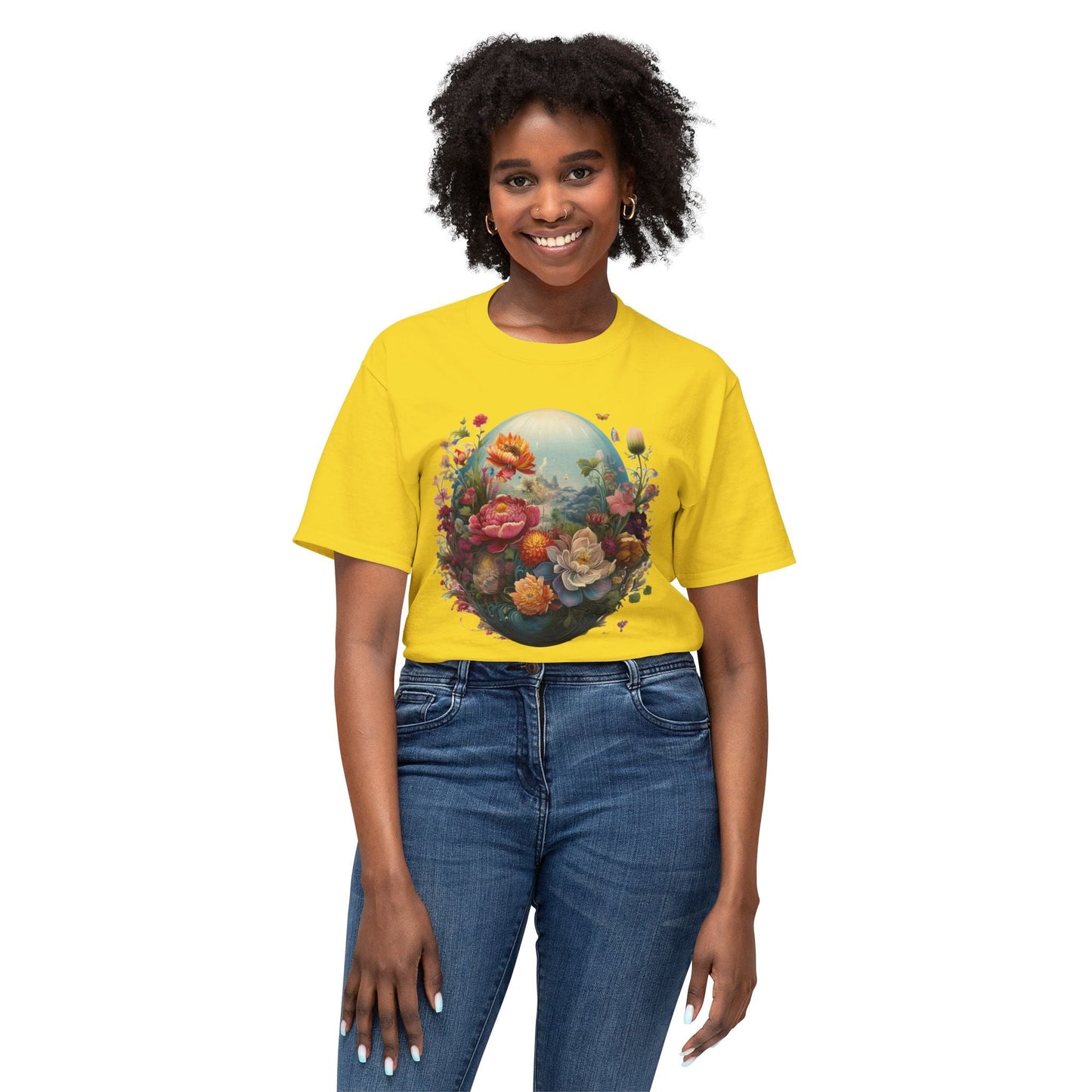 Unisex Floral T Shirt With Vintage Flower Art Print Cotton Tee For Men Women Everyday Wear