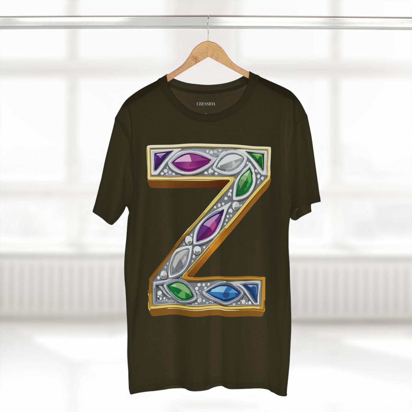 Letter Z Graphic Design Tee Unisex 100 Cotton With Antique Gold Letters Artwork T-Shirt