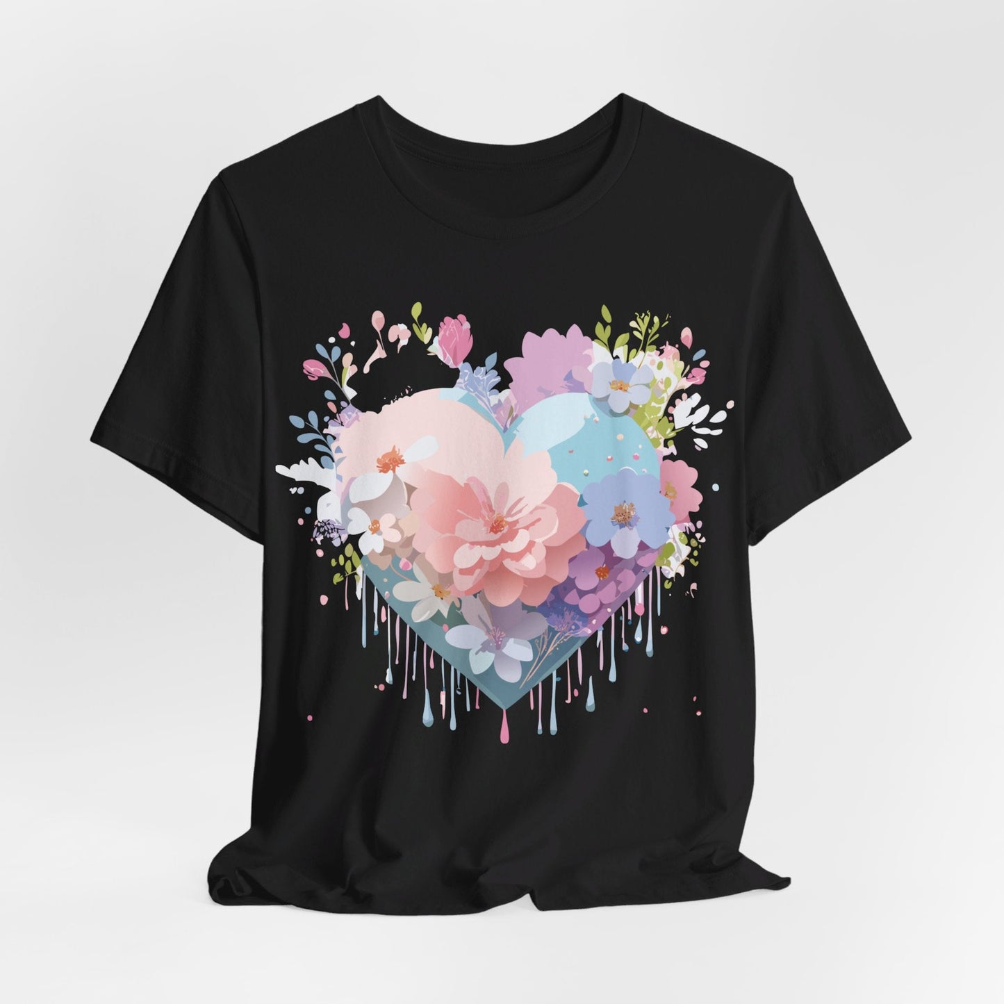 Valentine Day Graphic Unisex 100 Cotton Vintage Artwork with Love and Flower Design Tee 32