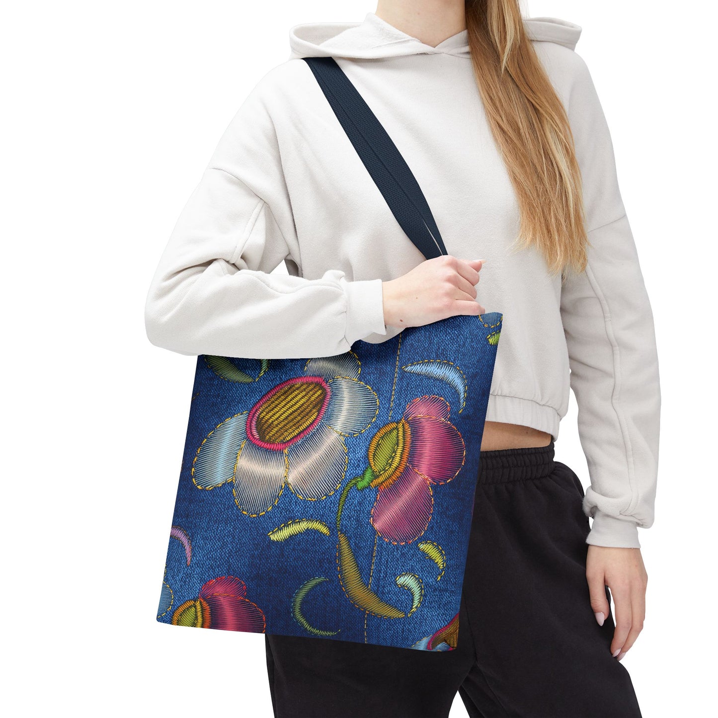 Denim Fabric Imitation Print Unisex Canvas Bag Poly Spun 3 Sizes Tote Bag 159-7