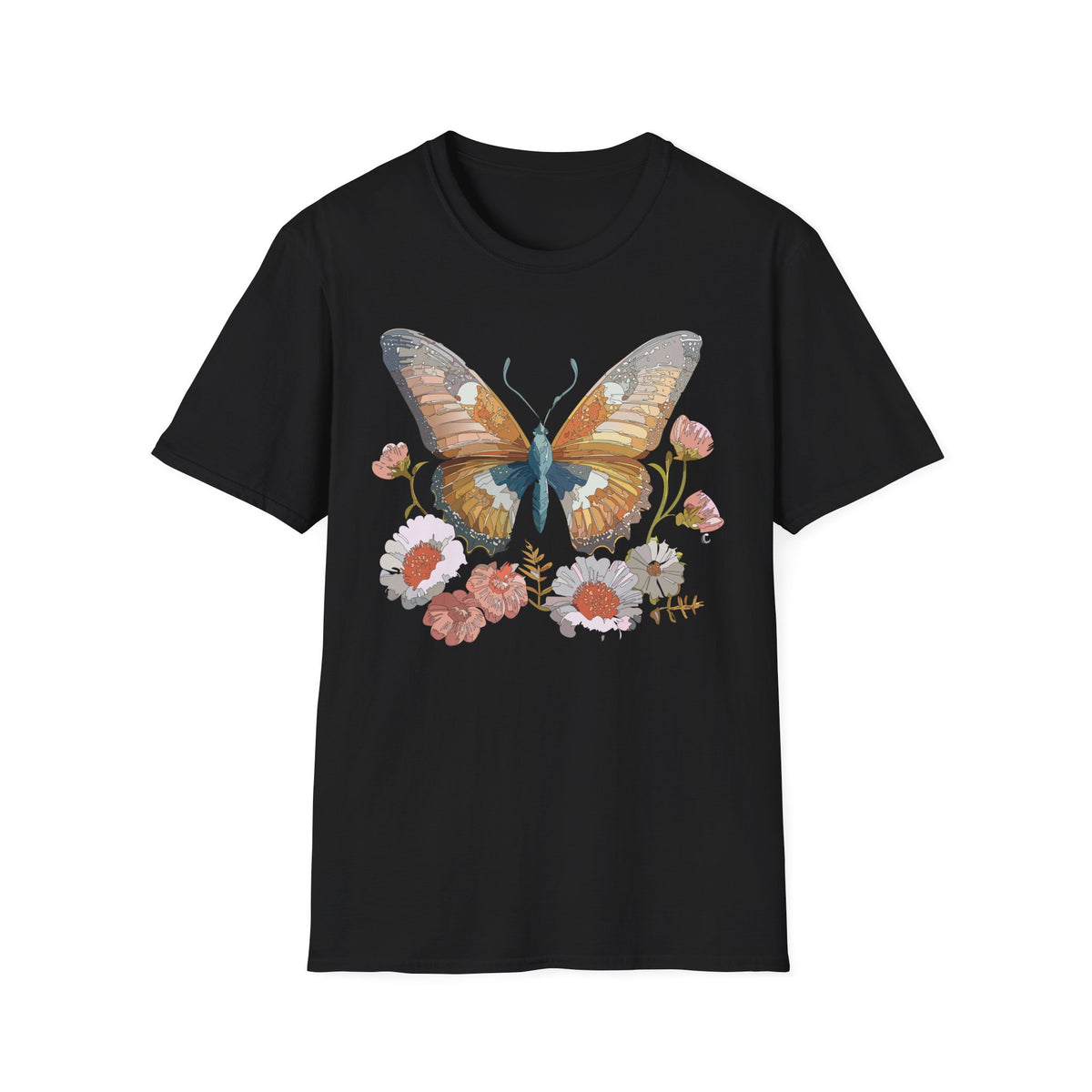 Butterfly Floral Watercolor Wings Graphic Design Unisex 100 Cotton Gildan T-Shirt