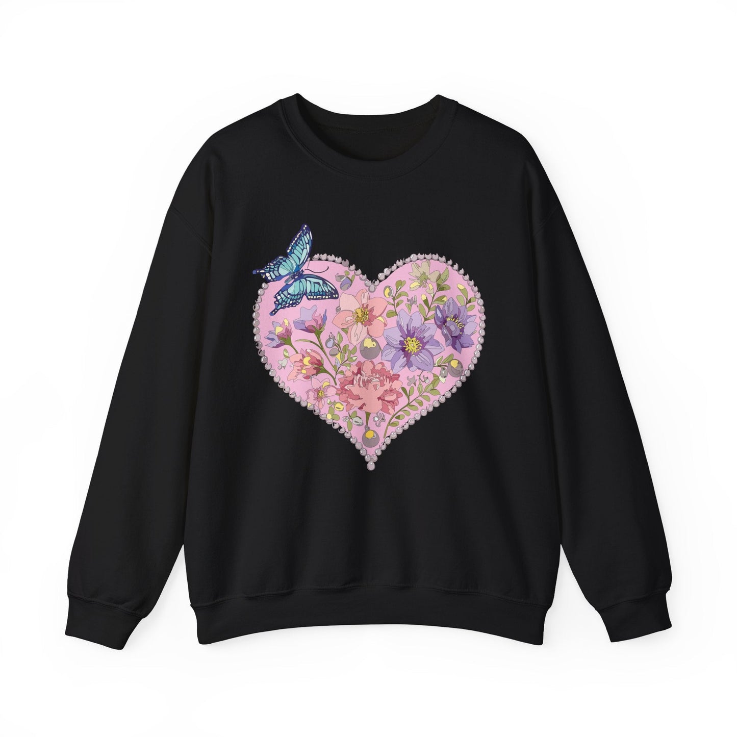 Floral Heart Sweatshirt Valentines Day Unisex Crewneck Cozy Comfort For Cold Weather