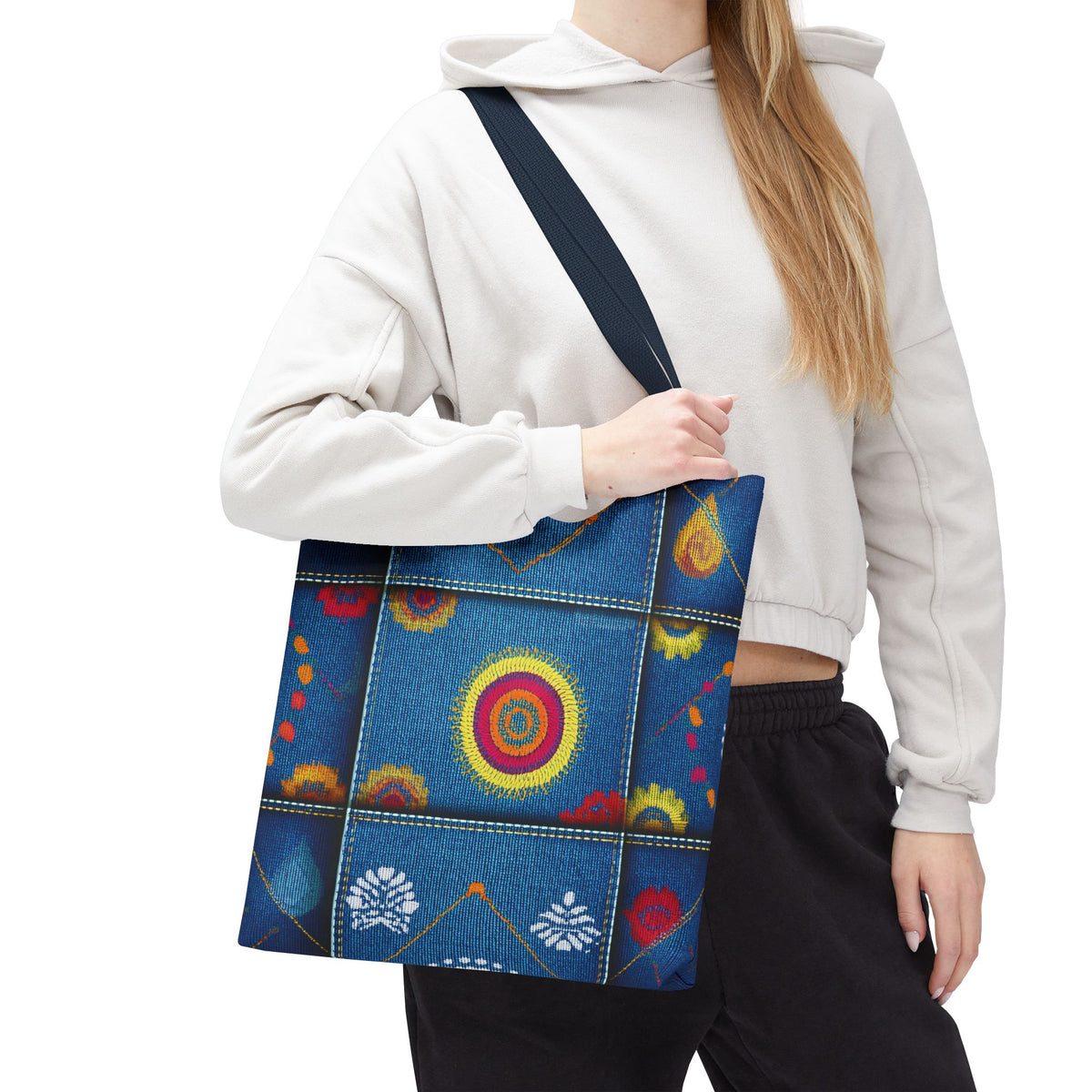 Diwali Graphic Denim Fabric Imitation Print Unisex Canvas Bag Poly Spun 3 Sizes Tote Bag 205-17