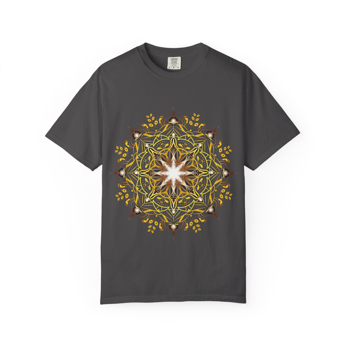 Unisex Garment Dyed Cotton T-Shirt with Mandala Graphic Design