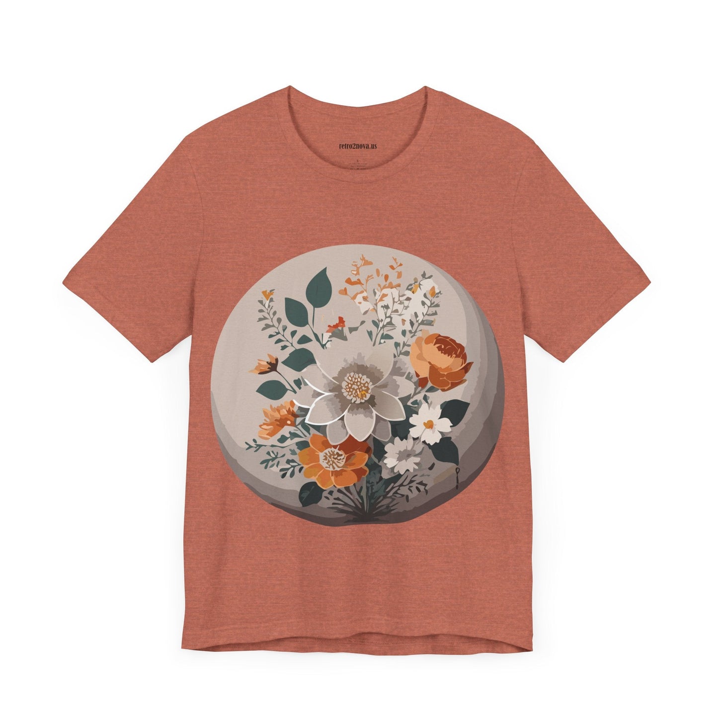 Retro2Nova Floral Shirt Unisex Short Sleeve Tee Lightweight Breathable Cotton Blend Jersey