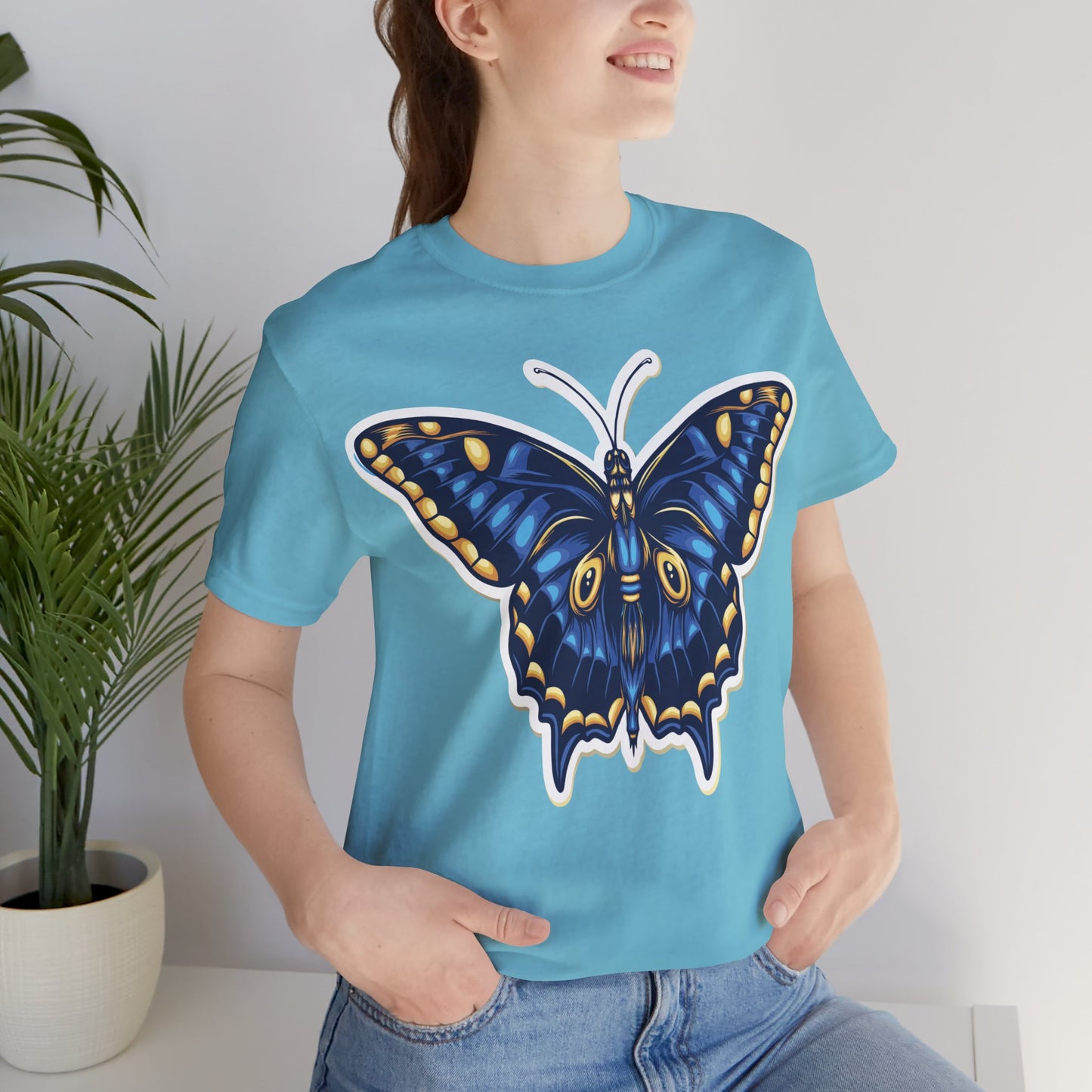 Cotton Tee Shirt with Butterfly Prints