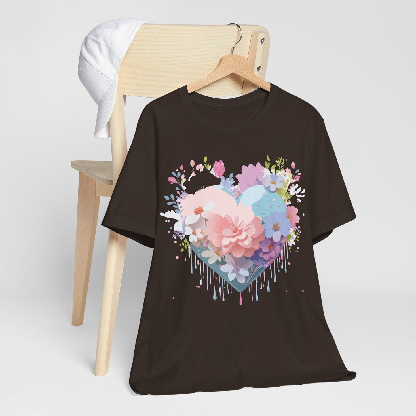 Valentine Day Graphic Unisex 100 Cotton Vintage Artwork with Love and Flower Design Tee 32