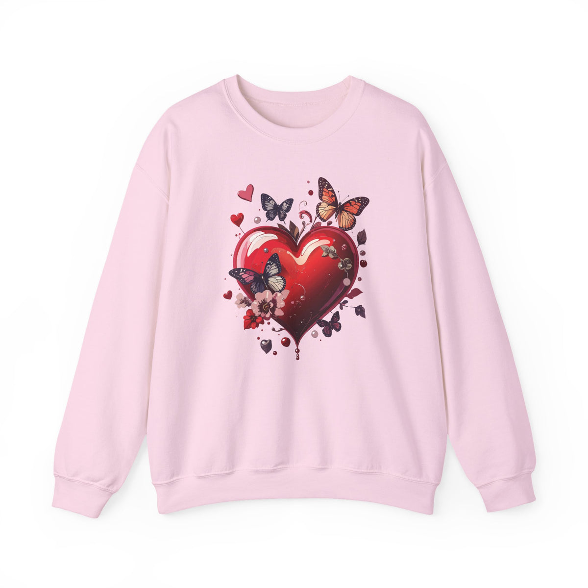 Big Red Heart Sweatshirt, Floral Red Heart Sweatshirt, Floral Love Sweatshirt, Valentine's Day Sweatshirt, Heart Floral Sweatshirt 105