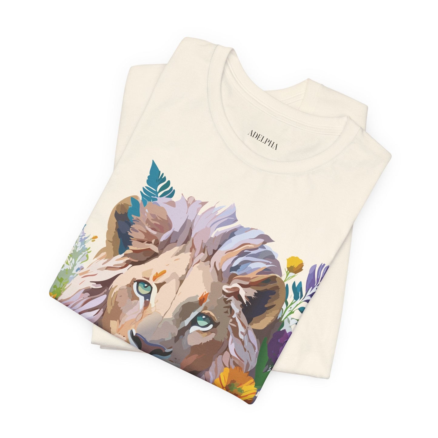 Lion Graphic Tee Unisex Short Sleeve Shirt With Vintage Inspired Artwork By Adelpha