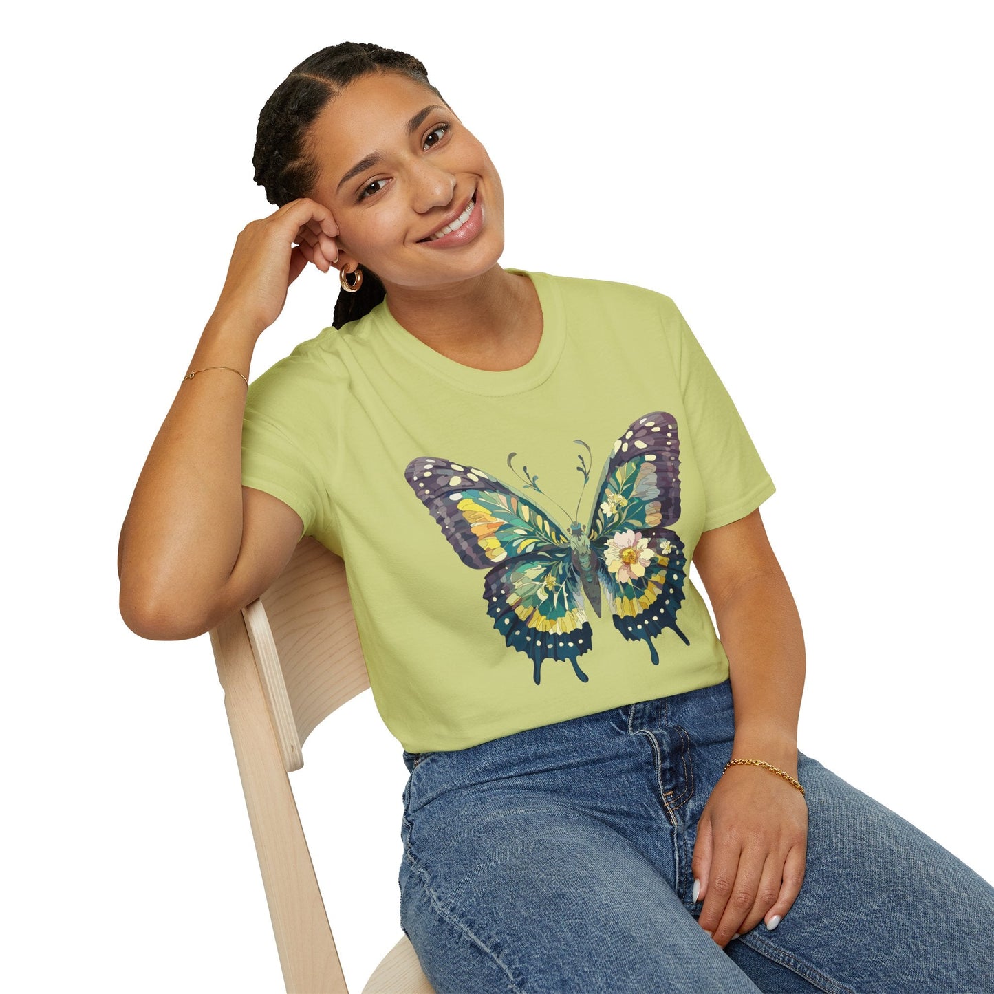Butterfly Shirt Unisex Monarch Print T Shirt Gildan Softstyle 64000 Lightweight Tee
