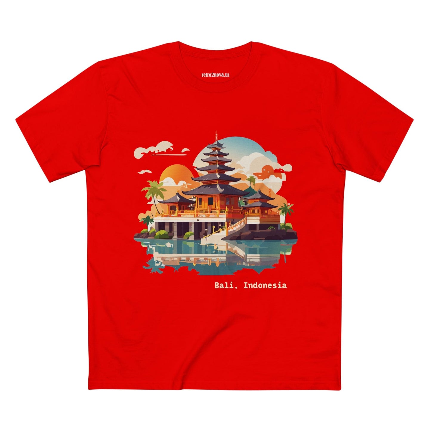 Unisex Bali Travel Shirt With Original Art Design Premium Cotton Tee From Retro2Nova Collection