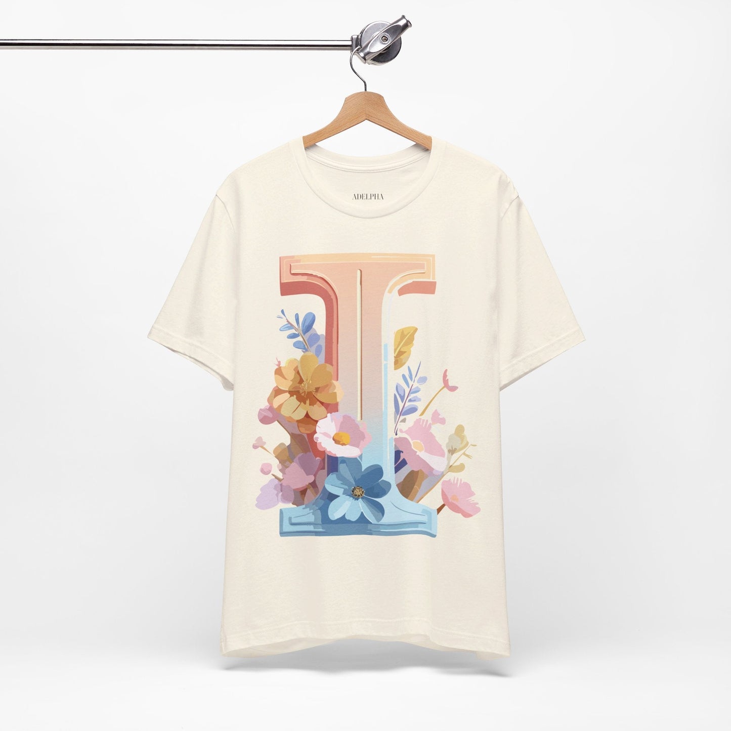 Vintage Inspired Letter I Shirt Unisex Graphic Tee Short Sleeve by Adelpha Premium