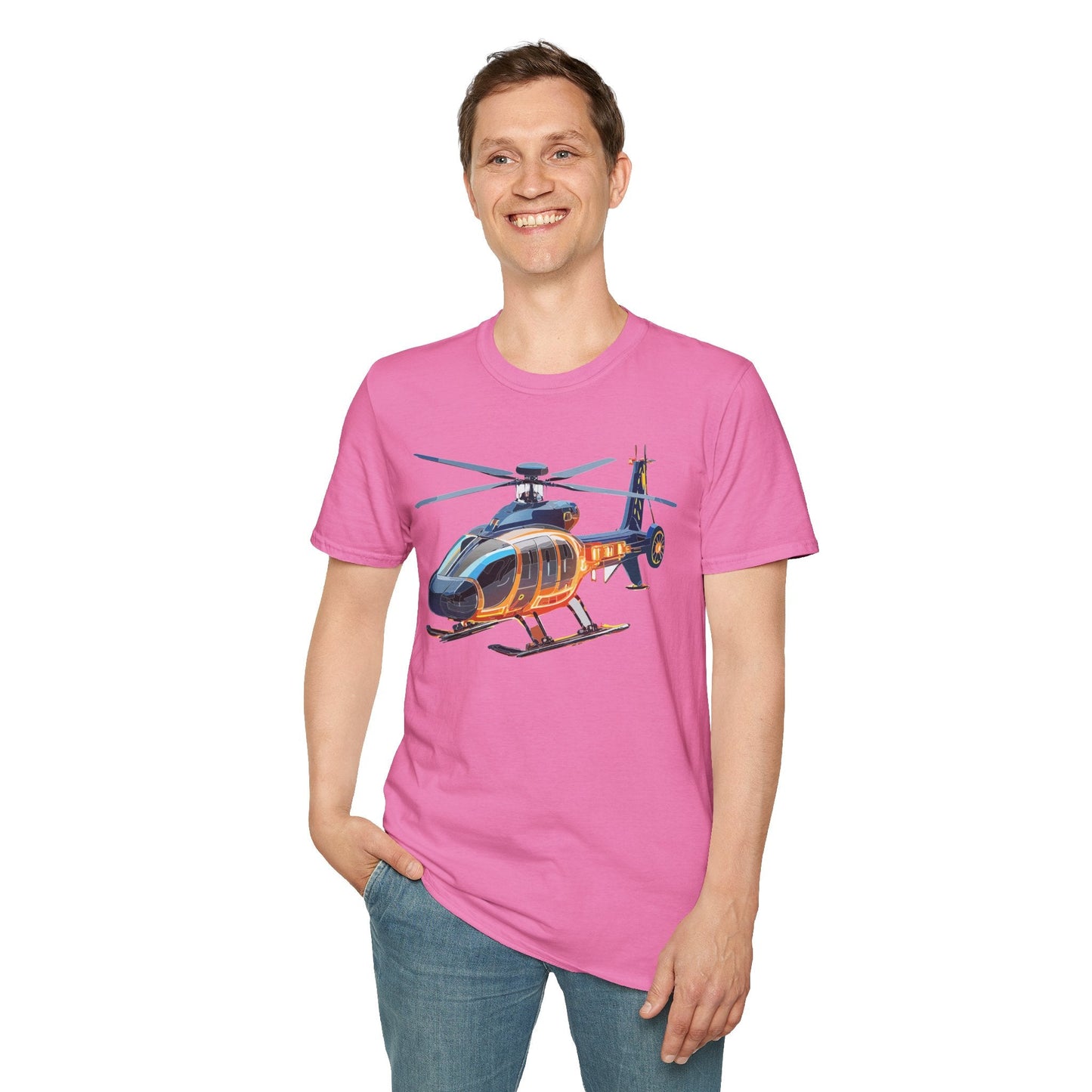 Unisex Helicopter Graphic T Shirt Softstyle 64000 Short Sleeve Chopper Tee For Everyday Comfort