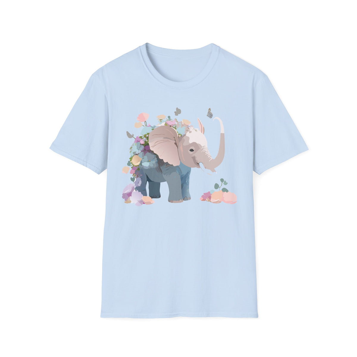 Floral Elephant Illustration T-Shirt | Watercolor Baby Elephant Tee