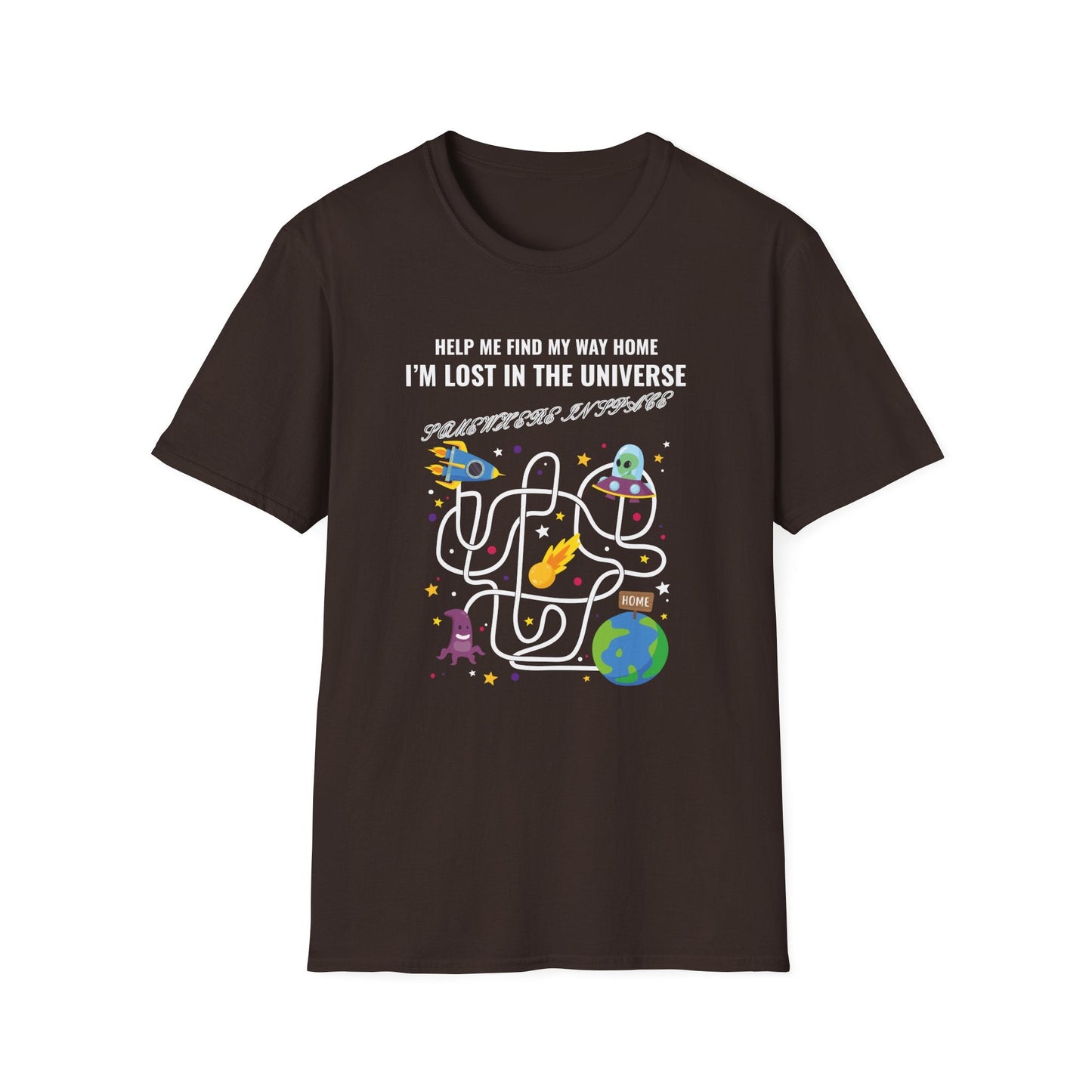 Lost in the Universe Maze TShirt Unisex Cotton Funny Space Puzzle Tee