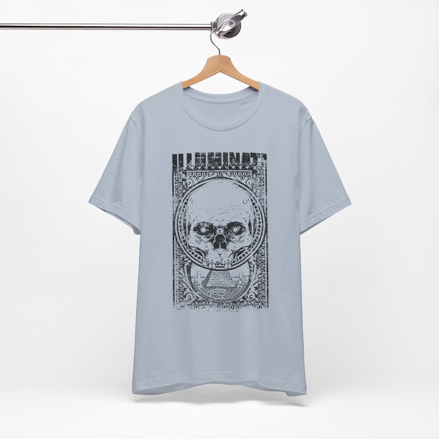 Skull Circle Graphic T-Shirt Vintage Etching Illustration Art Design Tee A-9